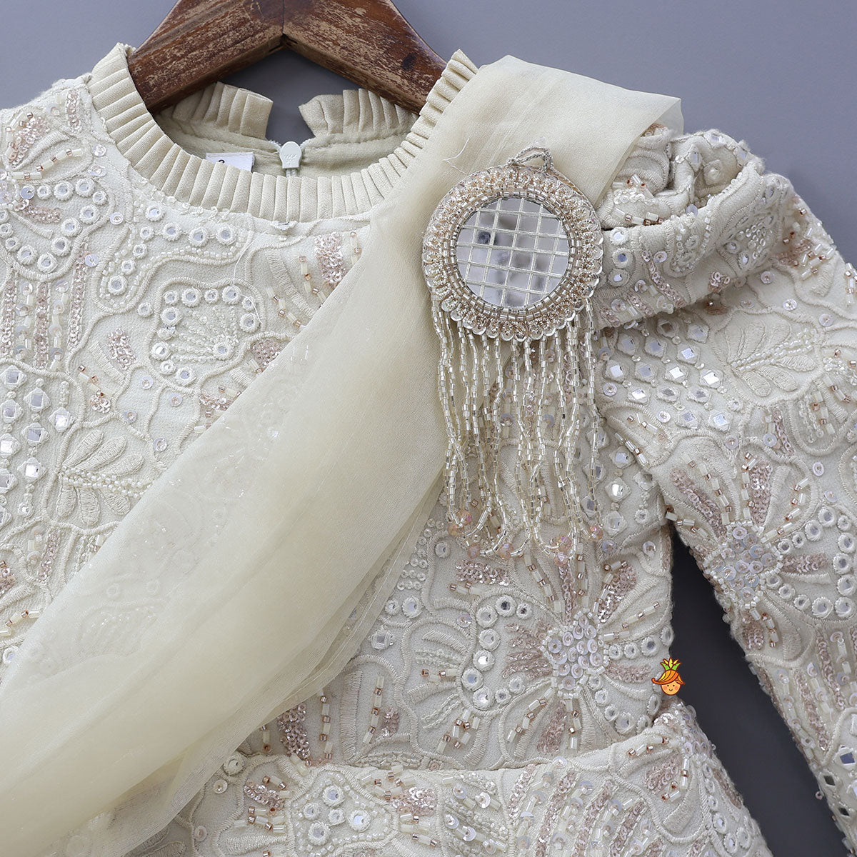 Heavy Embroidered Kurti With Attached Organza Dupatta