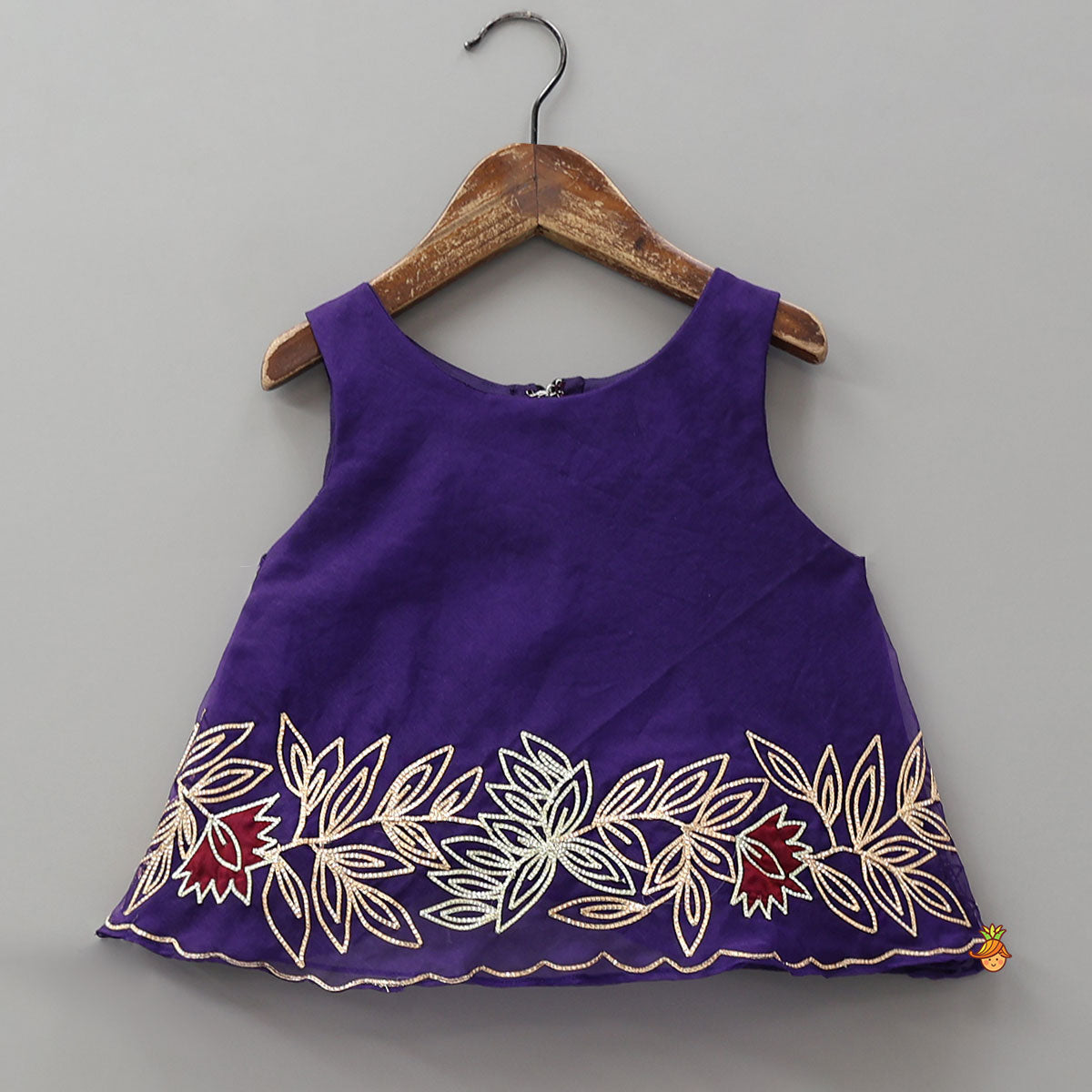 Floral Embroidered Top And Lehenga With Ruffled Dupatta
