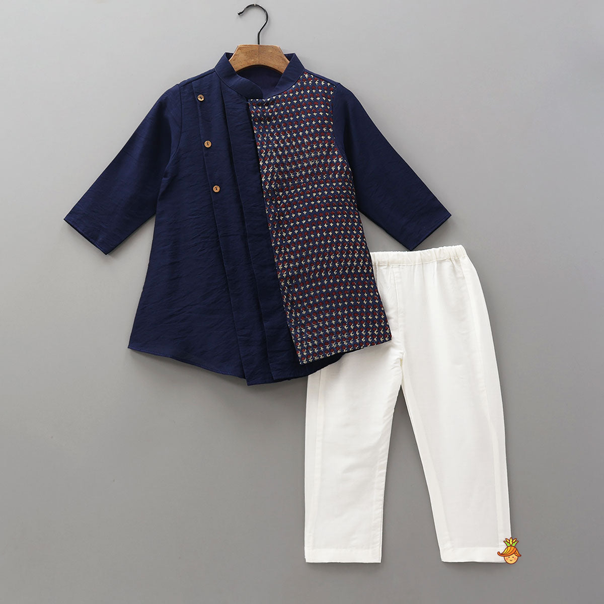 One-Sided Hand-Block Printed Kurta And Pyjama