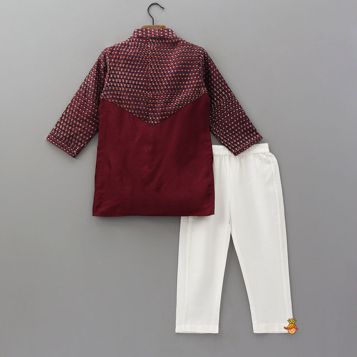Mandarin Collar Hand Block Printed Kurta And Pyjama