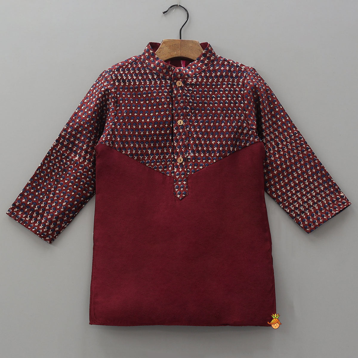 Mandarin Collar Hand Block Printed Kurta And Pyjama