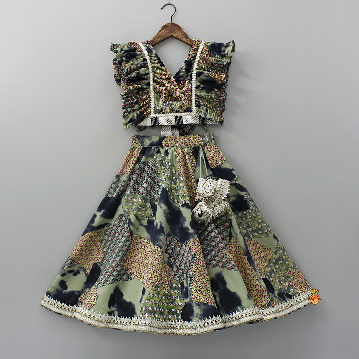 Ruffled Crop Top And Lehenga