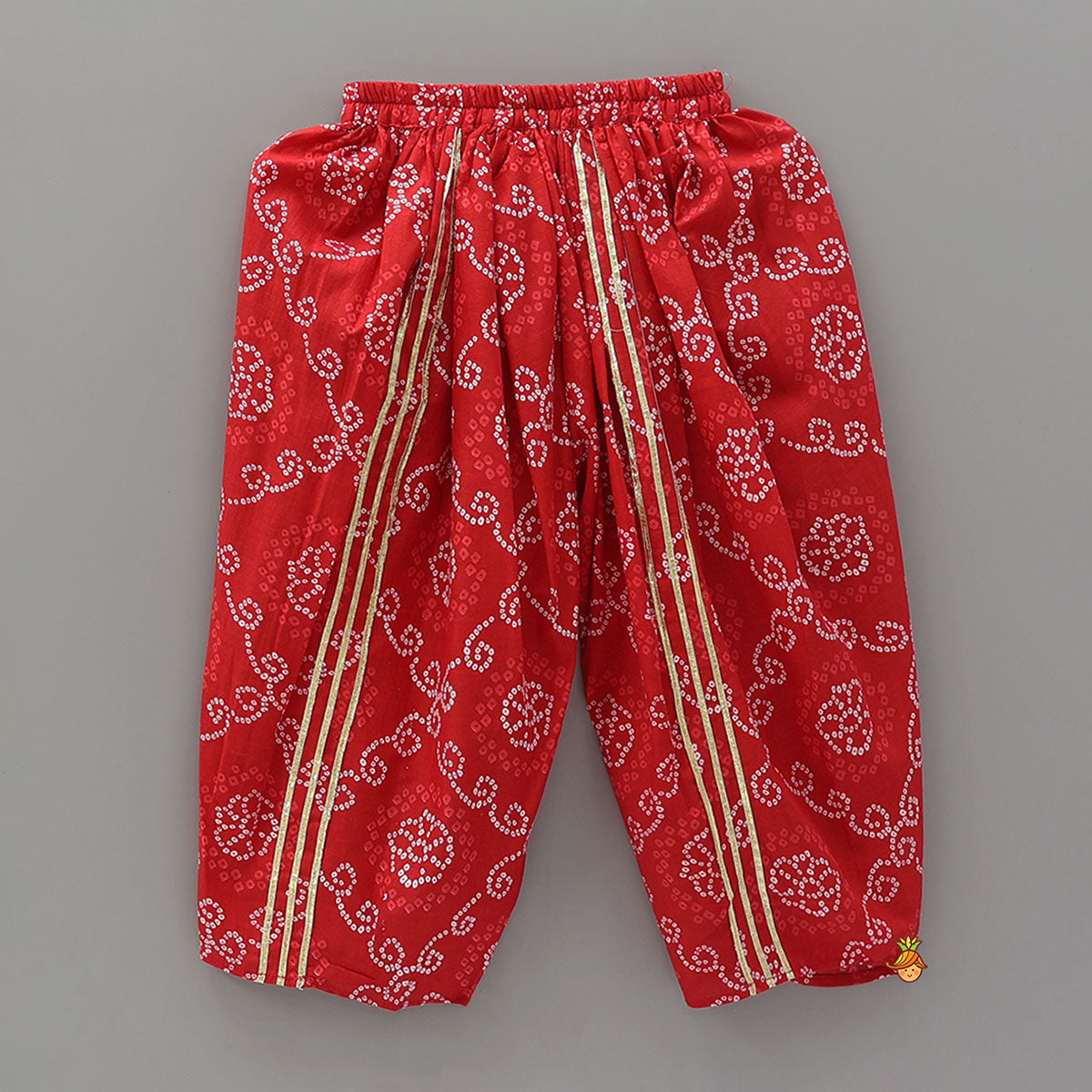 Faux Mirror Work Kurti And Bandhani Printed Balloon Pant