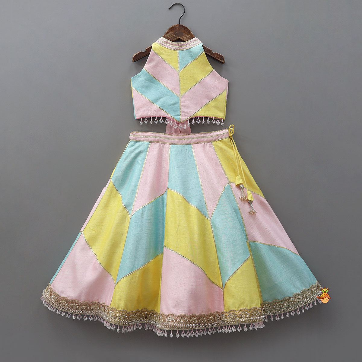 Dreamy Halter Neck Crop Top With Lehenga