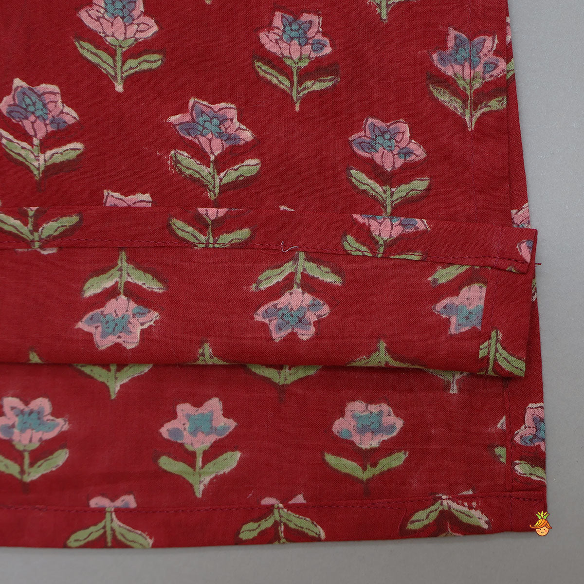 Floral Hand Block Printed Cotton Kurta With Pyjama
