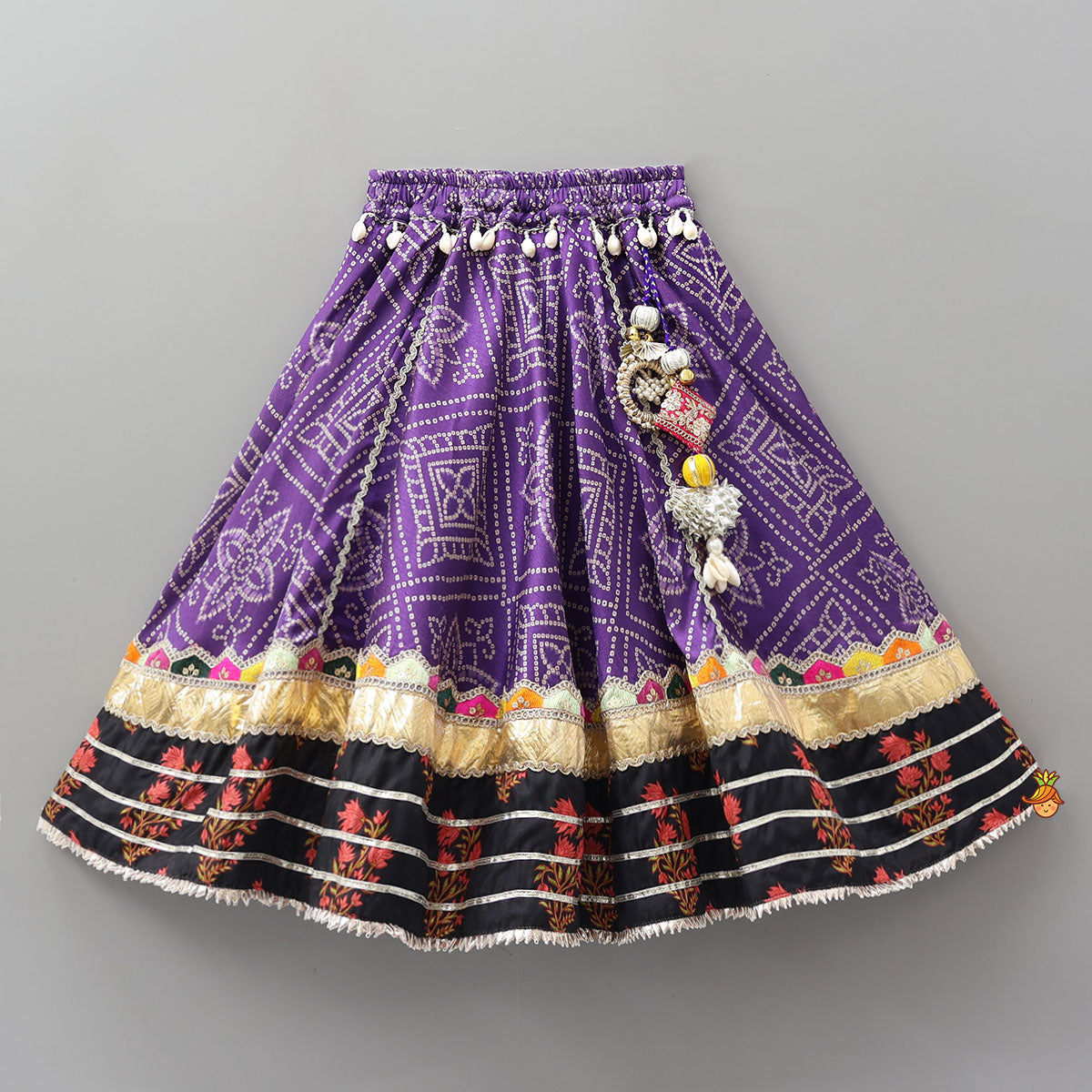 Stylish Bandhani Printed Festive Crop Top And Lehenga