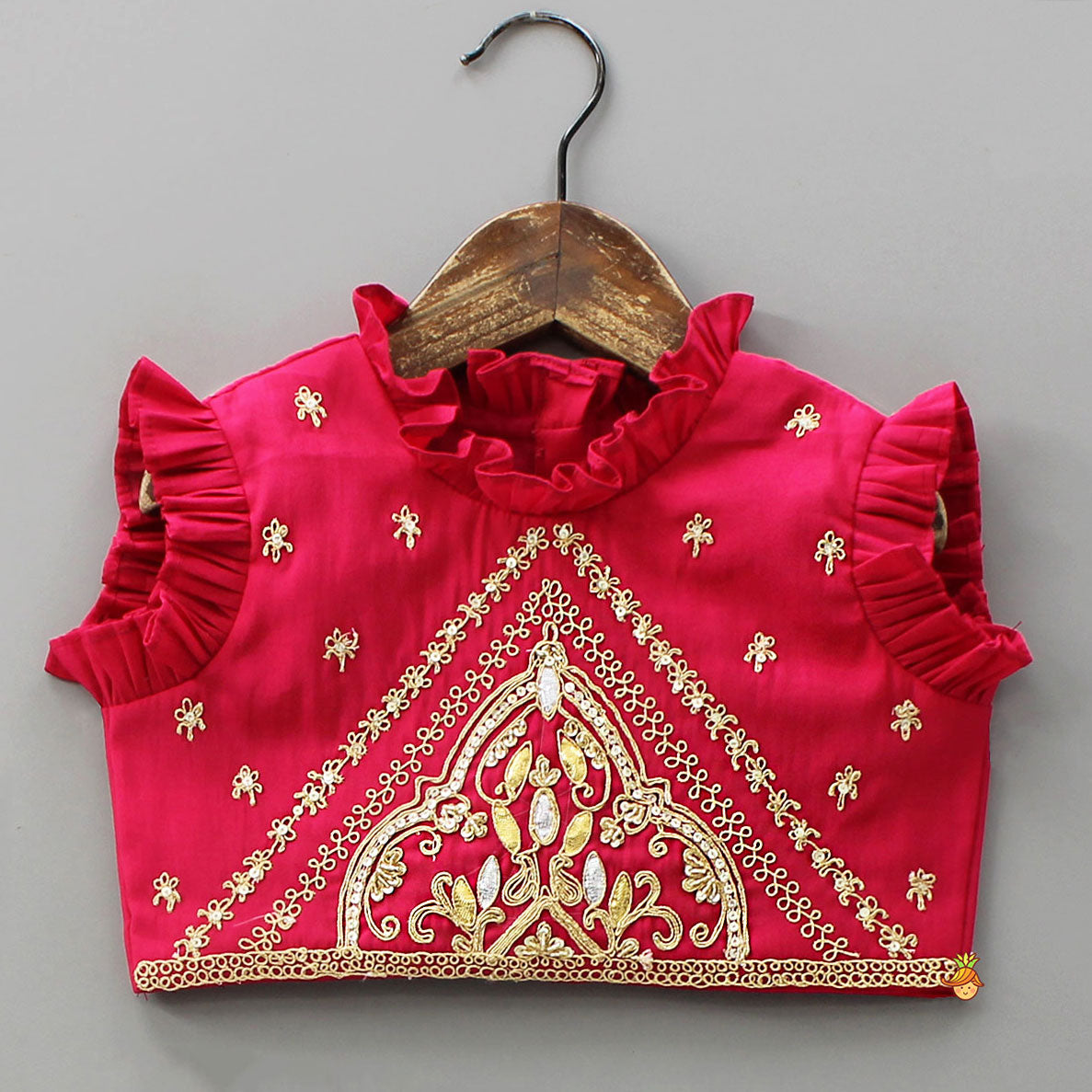 Zari Embroidered Ruffled Top With Flared Lehenga