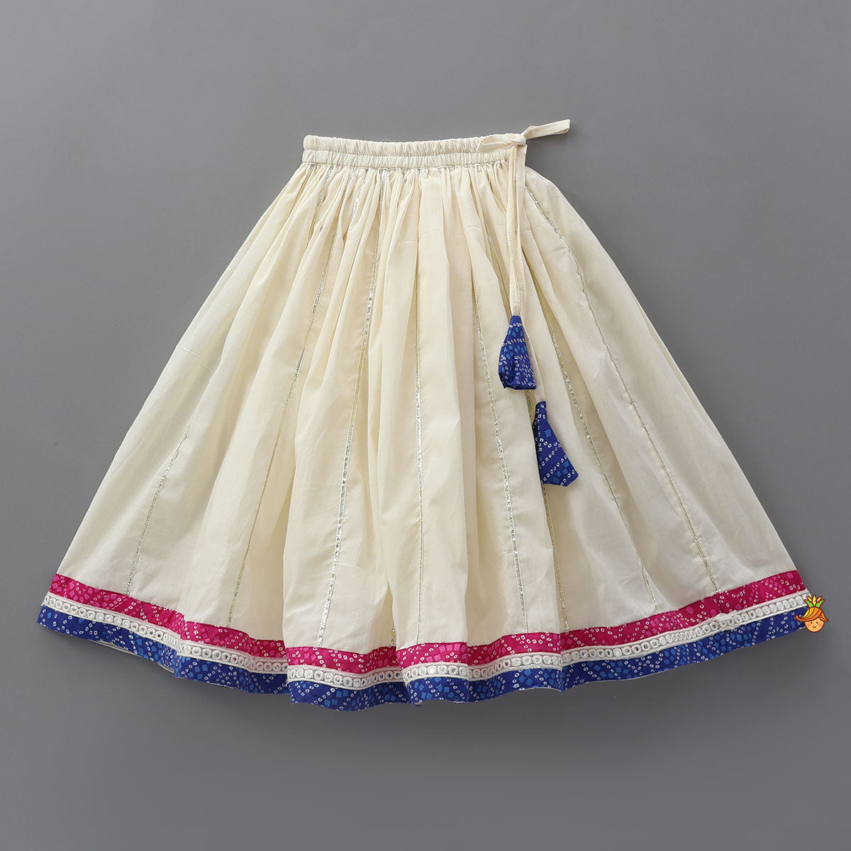 Bandhani Print Embroidered Crop Top With Flared Lehenga