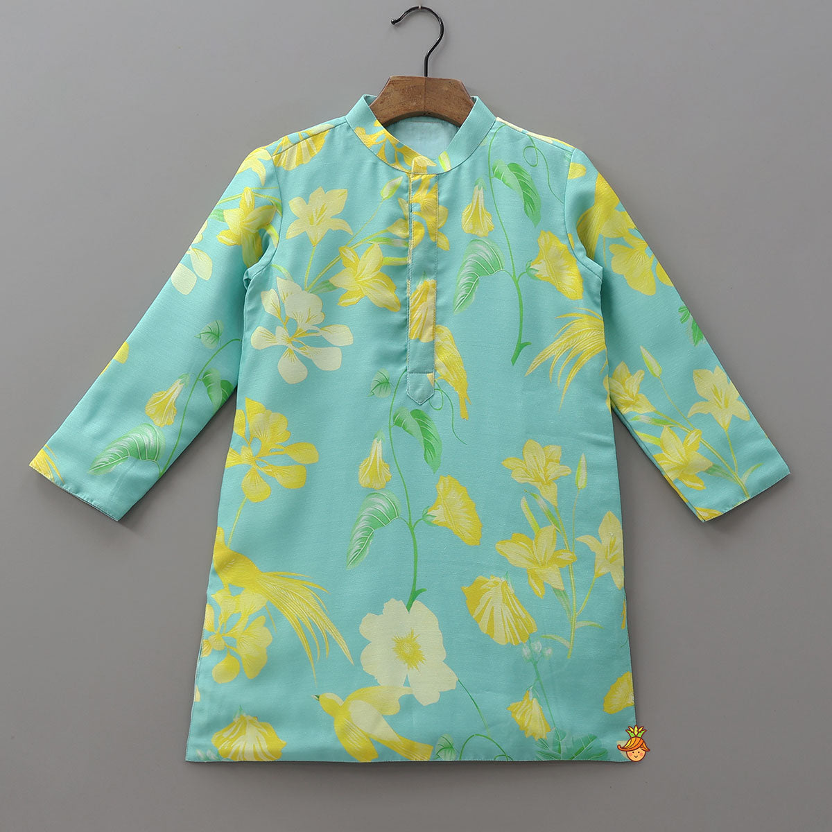 Vibrant Floral And Bird Printed Kurta With Pyjama
