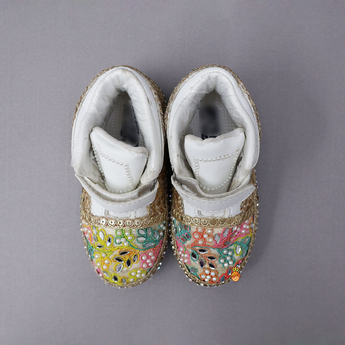 Festive Floral Embroidered Lace Fashionable Shoes With Mirror Detailing