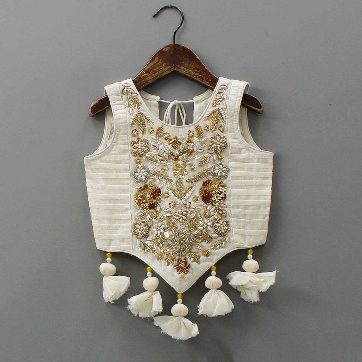 Stunning Tassel Detailed Floral Embroidery Top With Palazzo