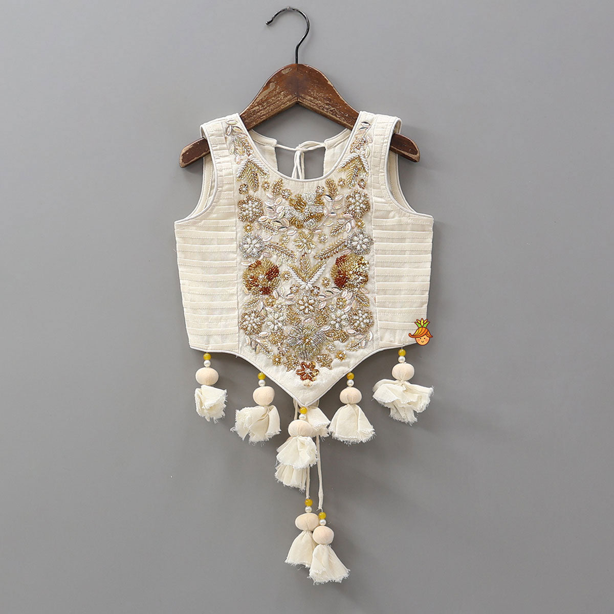 Stunning Tassel Detailed Floral Embroidery Top With Palazzo