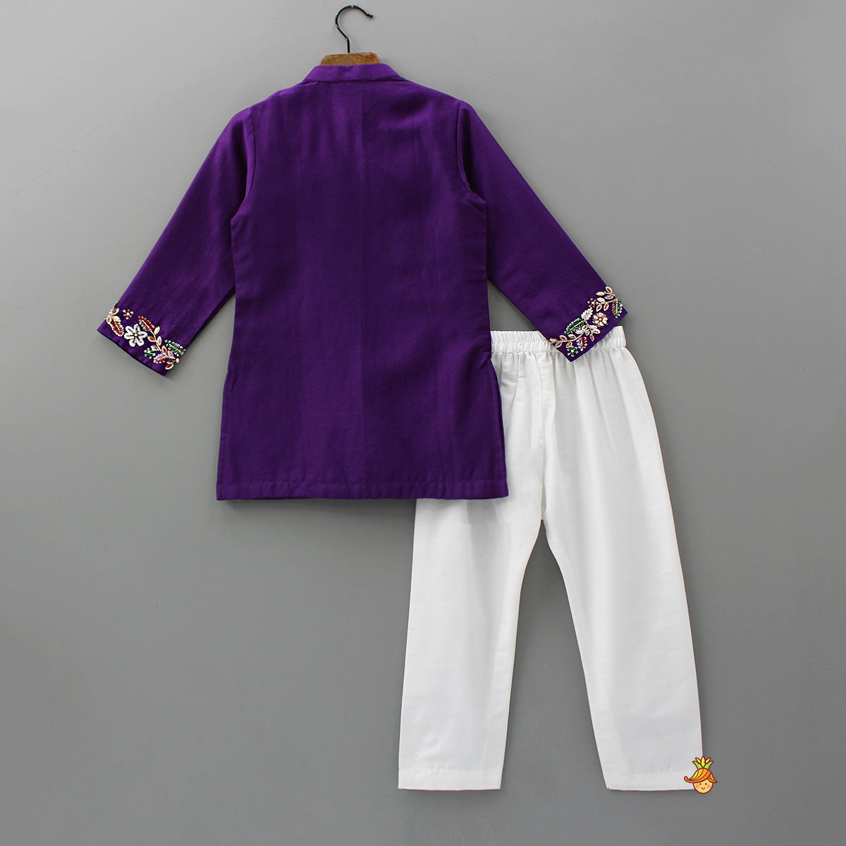 Multicolour Beads And Sequins Floral Embroidery Kurta With Pyjama