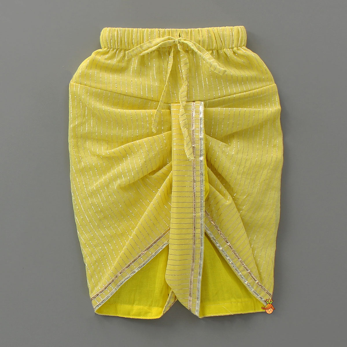 Ganesha Embroidered Angrakha Kurta With Striped Dhoti