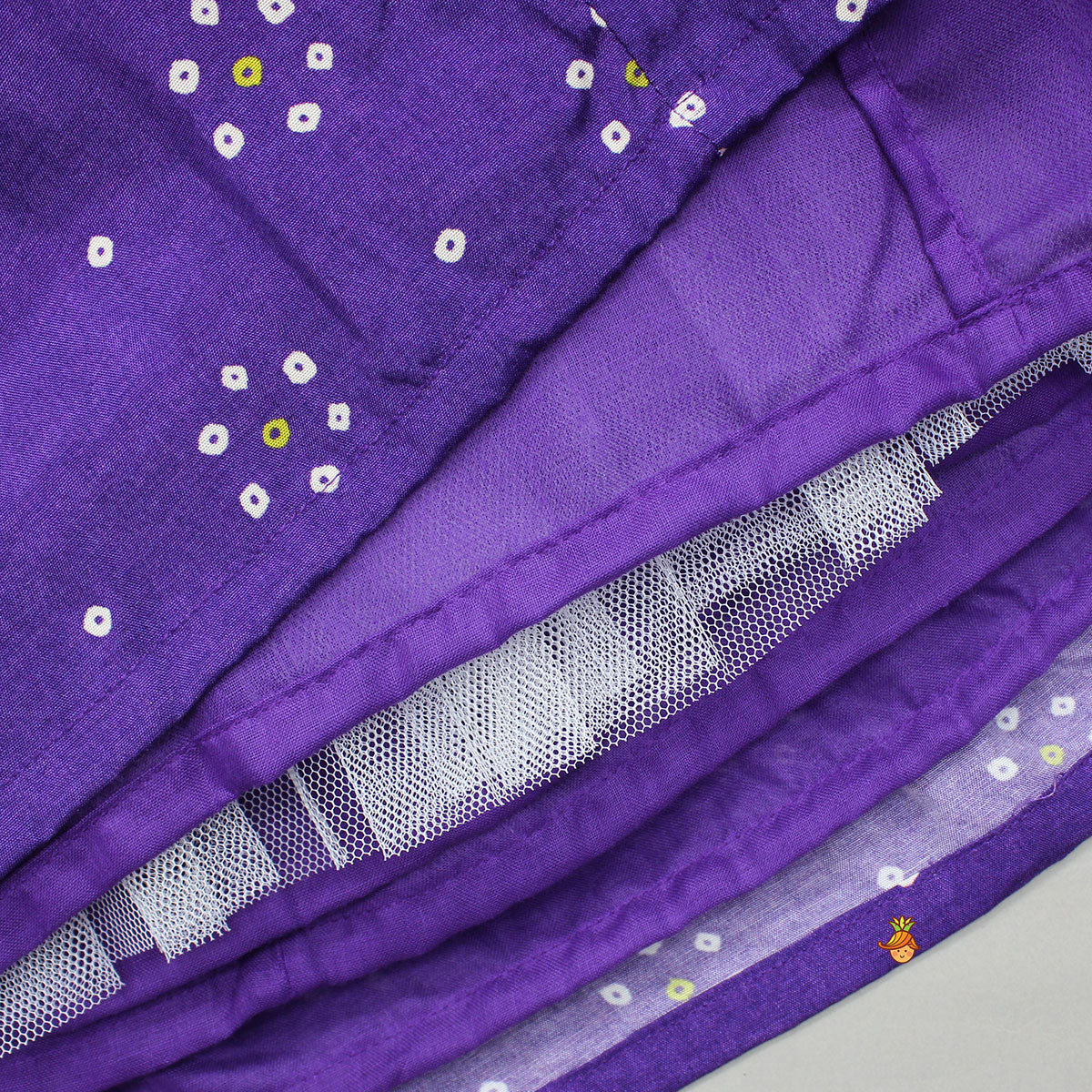 Bandhani Printed Embroidered Patchwork Top With Lehenga