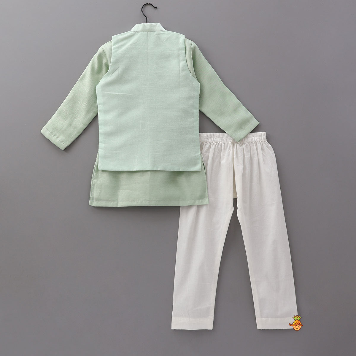 Kurta With Cute Car Motif Embroidered Jacket And Pyjama
