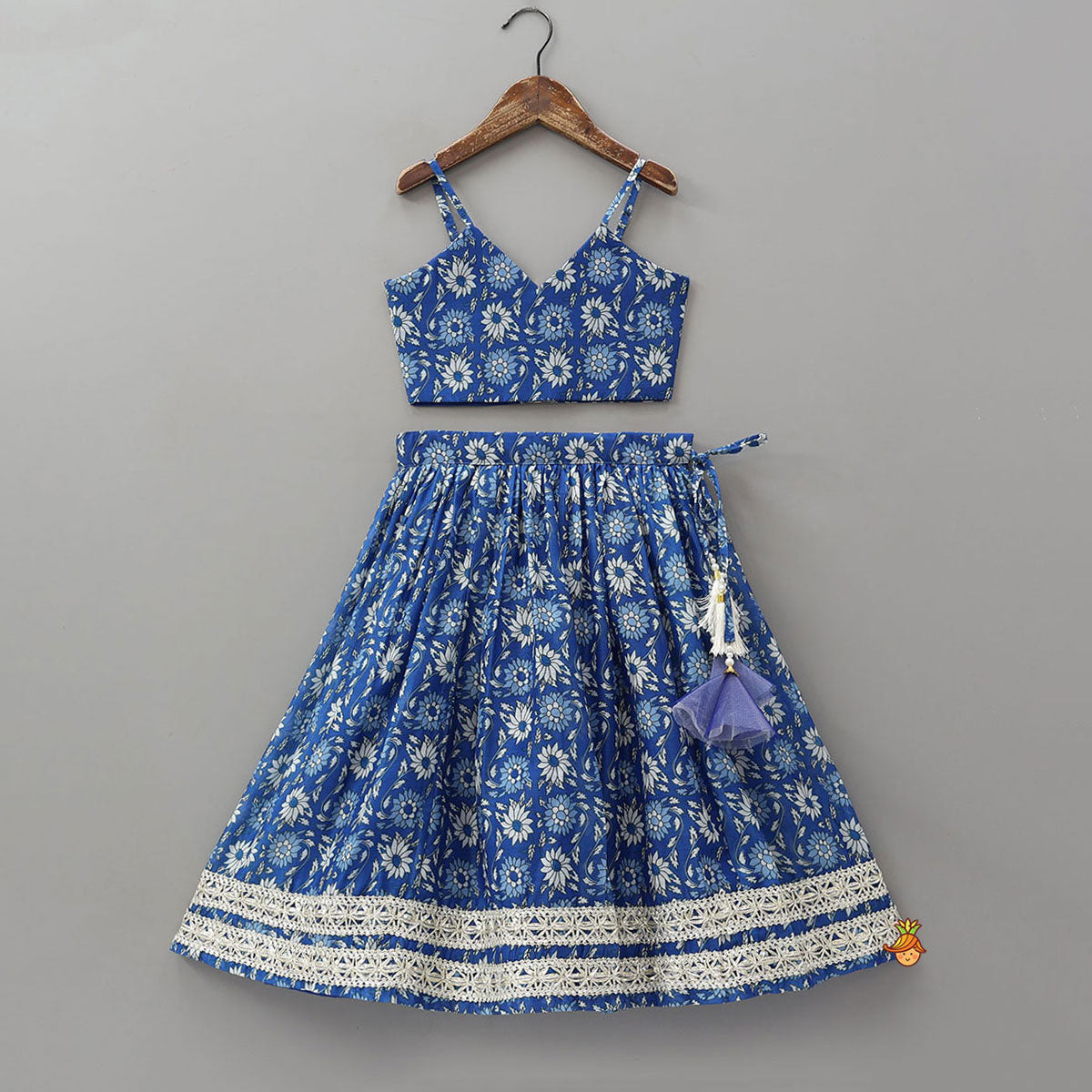 Elegant Adjustable Strappy Crop Top And Lehenga With Dupatta