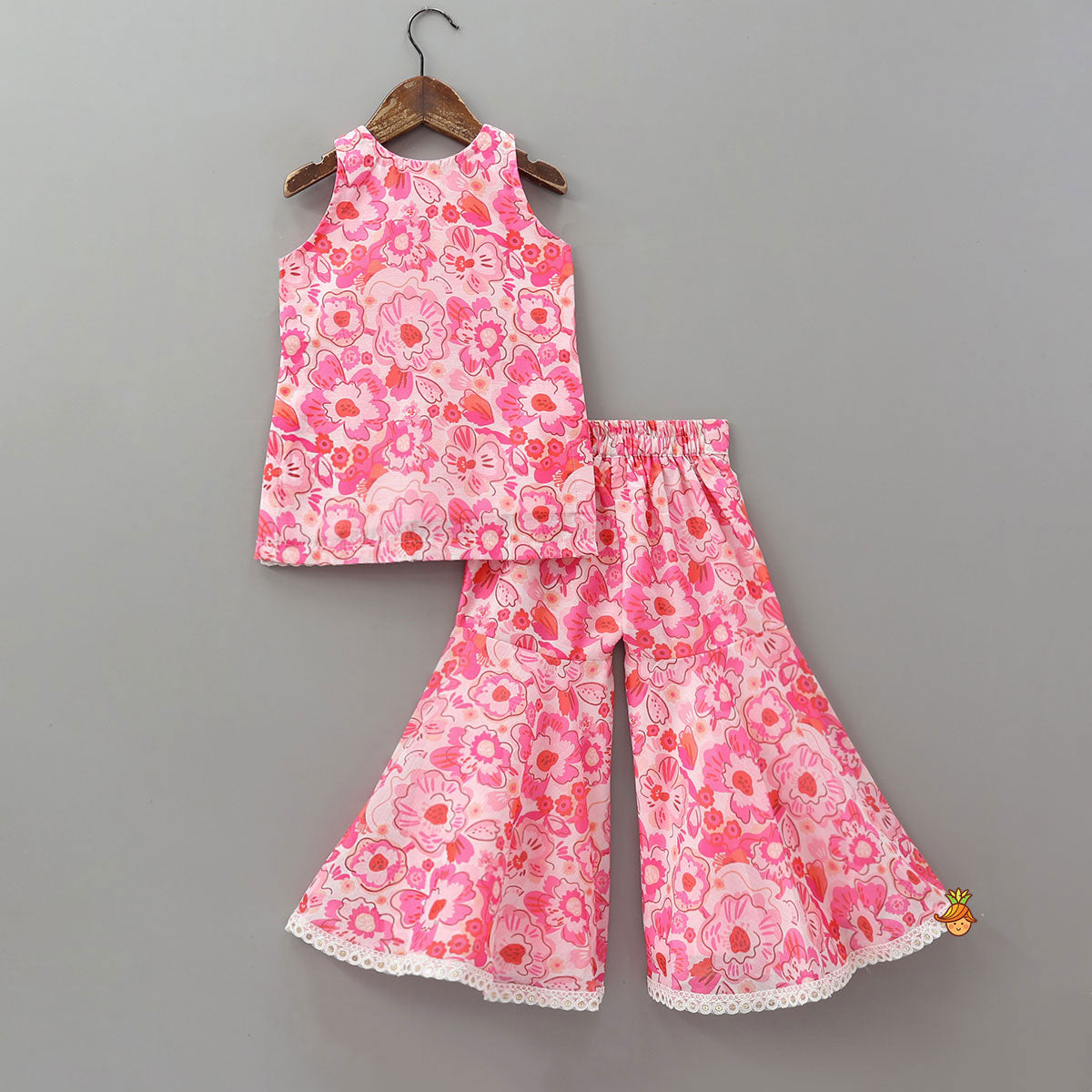 Charming Floral Printed Kurti And Matching Sharara With Dupatta