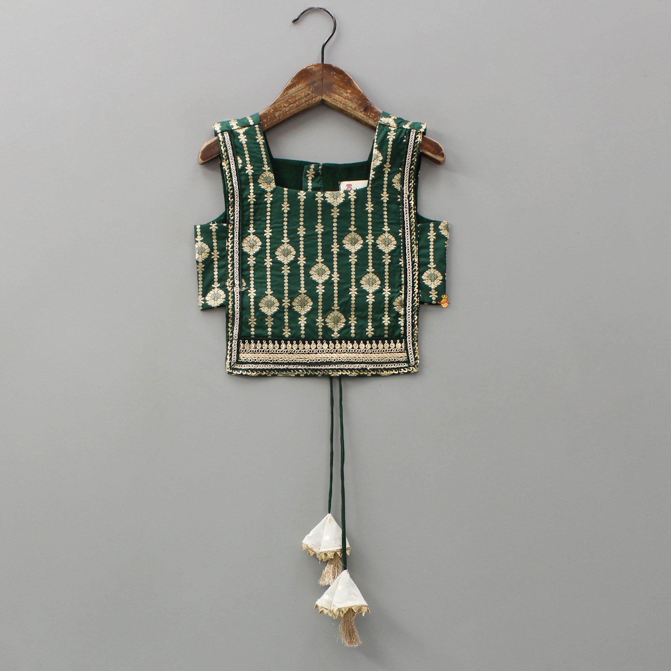 Foil Printed Corset Top With Tiered Lehenga And Dupatta