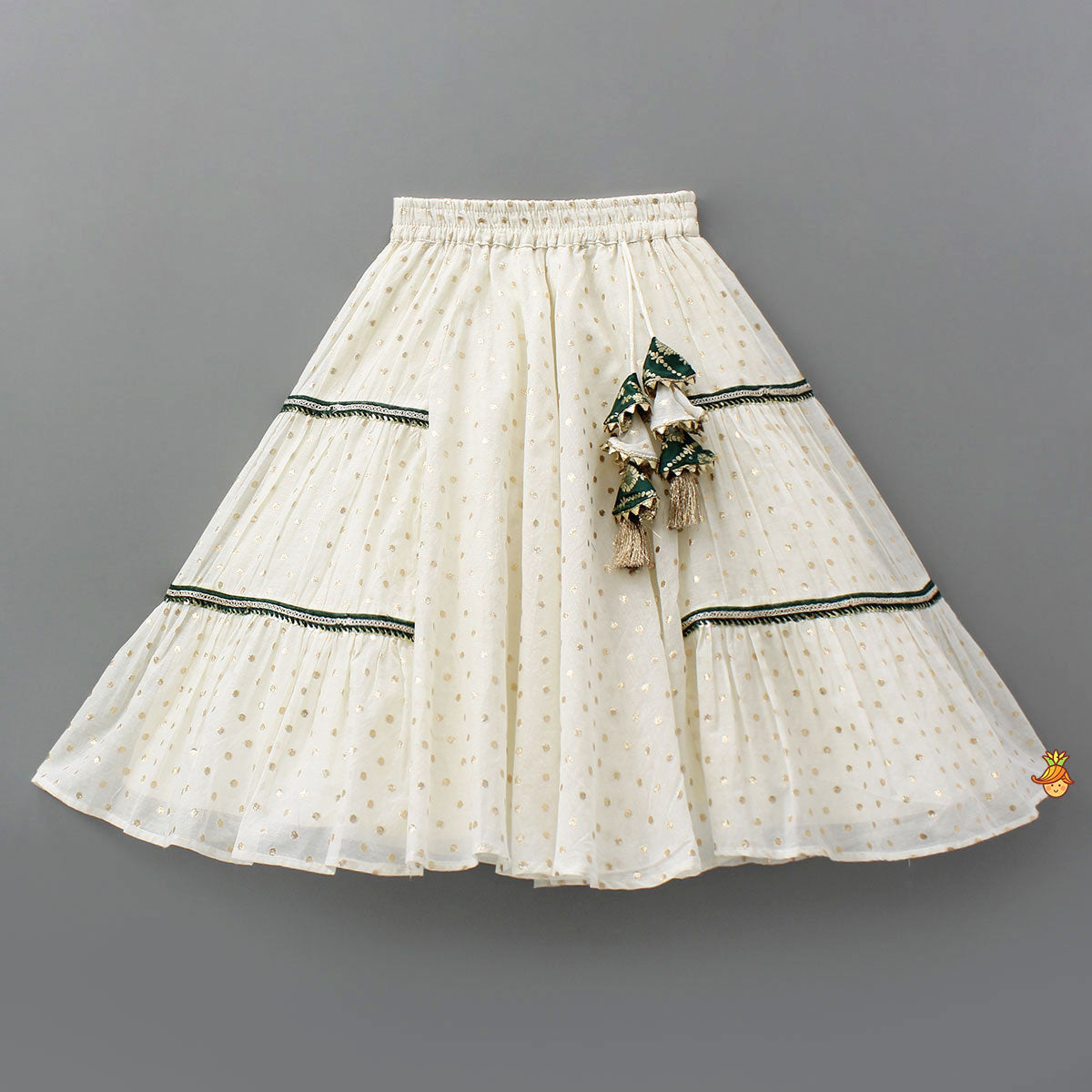 Foil Printed Corset Top With Tiered Lehenga And Dupatta