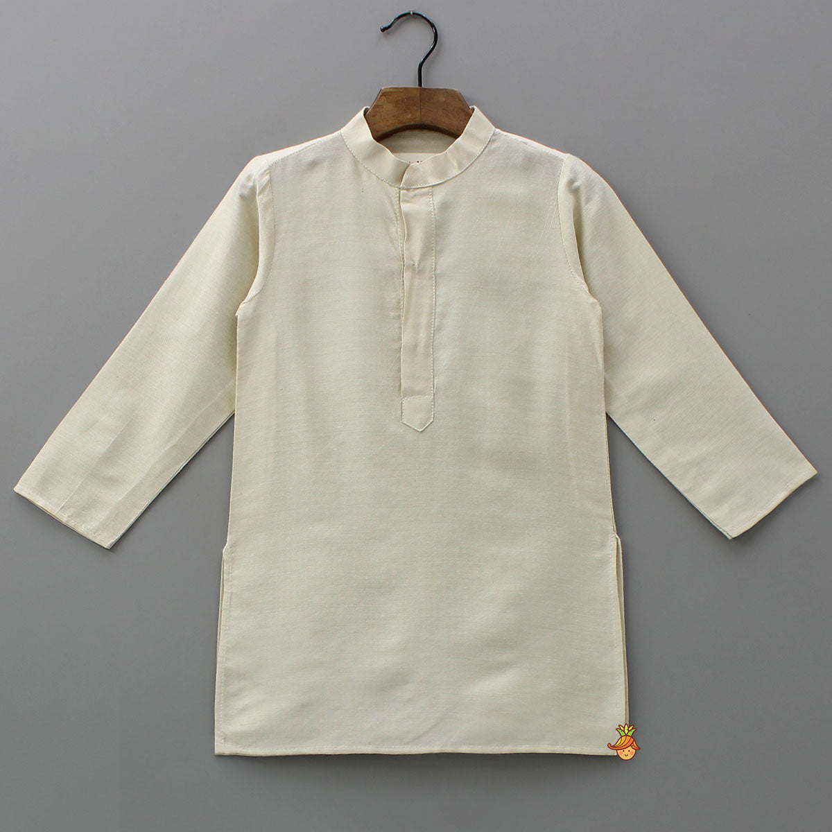 Kurta With Printed Asymmetrical Overlap Jacket And Pyjama