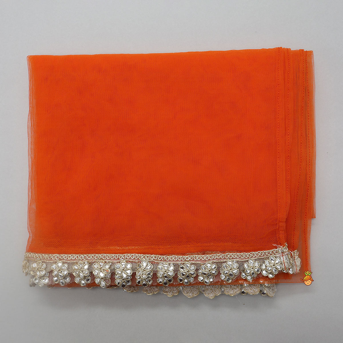 One Shoulder Crop Top And Lace Detailed Lehenga With Dupatta