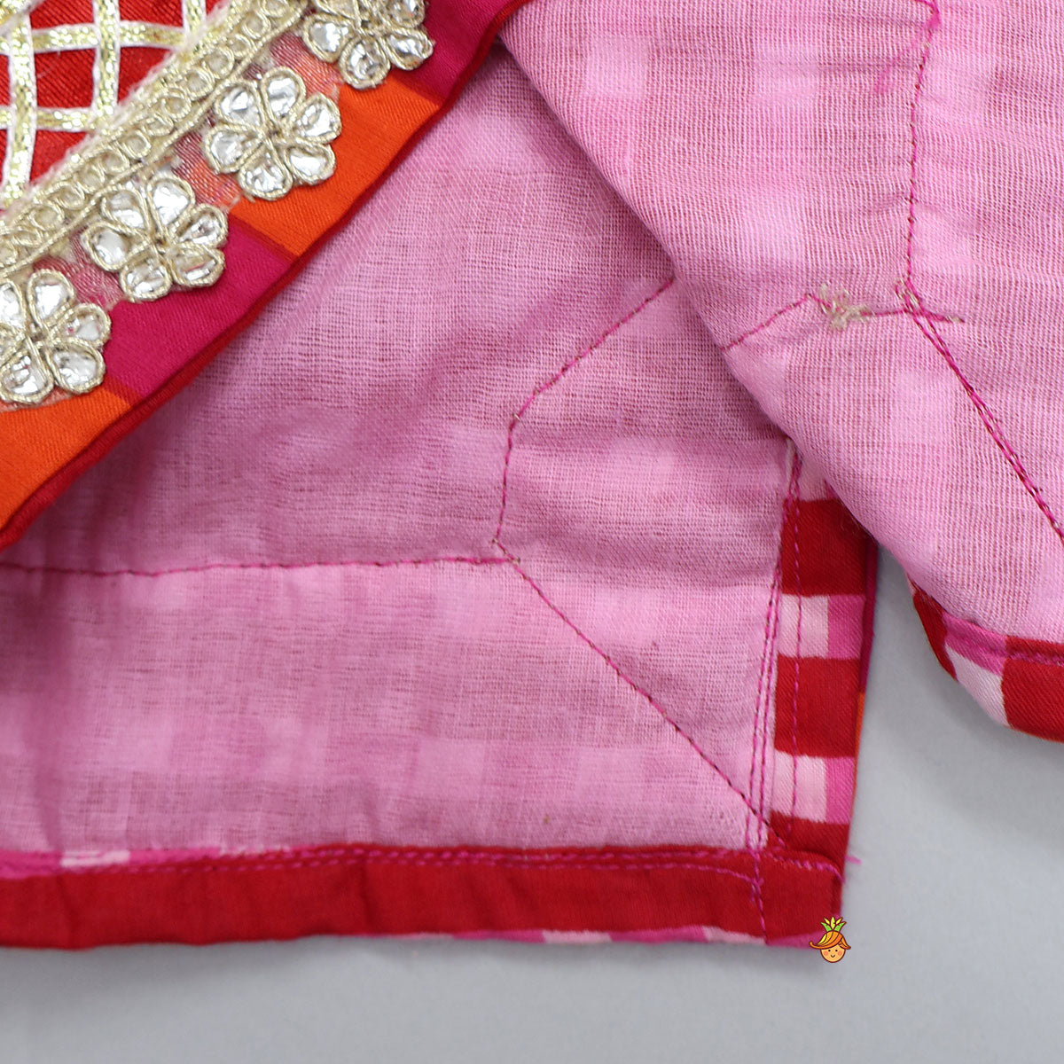Checkered Lace Detailed Kurti And Flared Palazzo