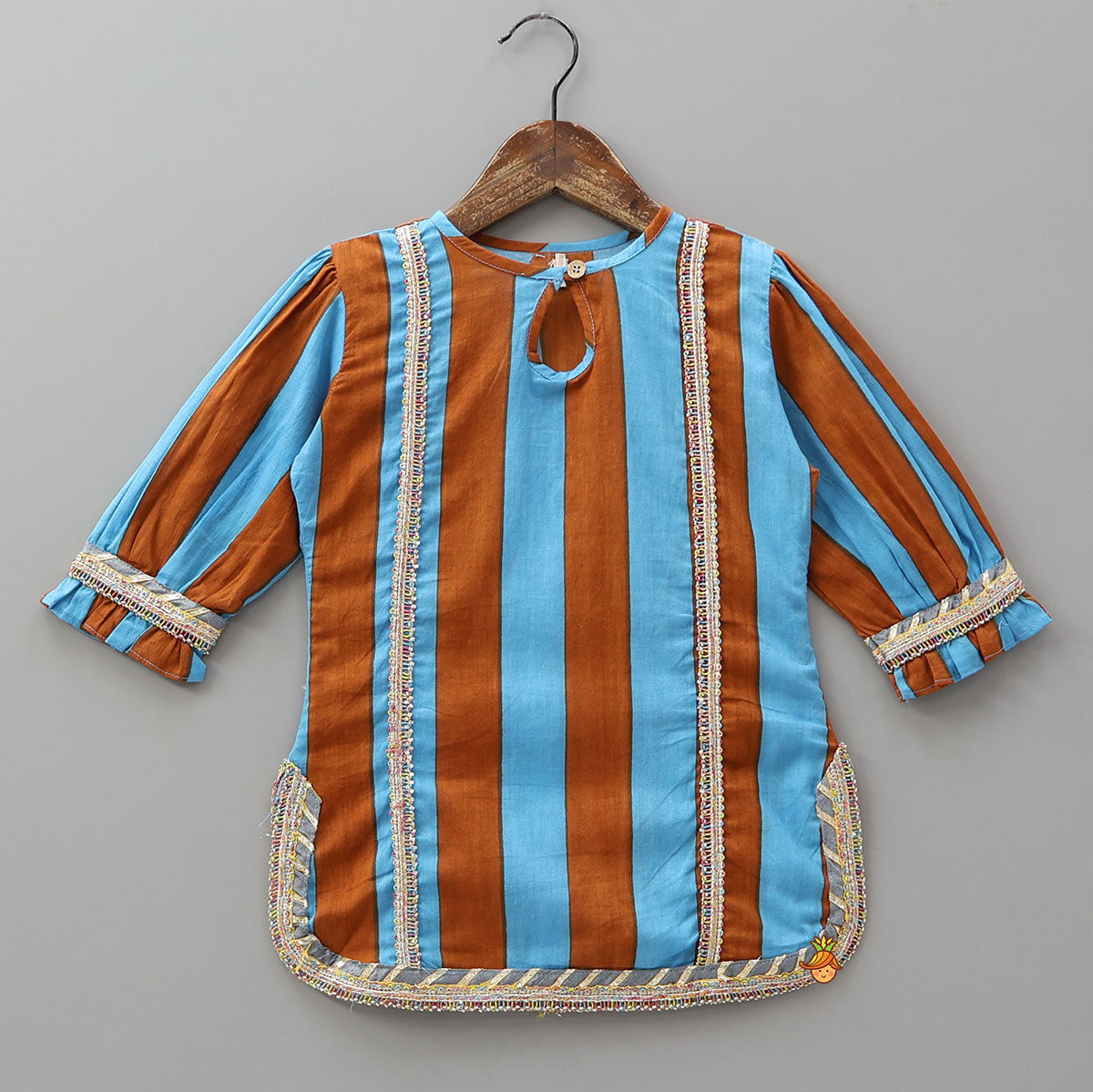 Dual Tone Striped Kurti And Palazzo With Dupatta