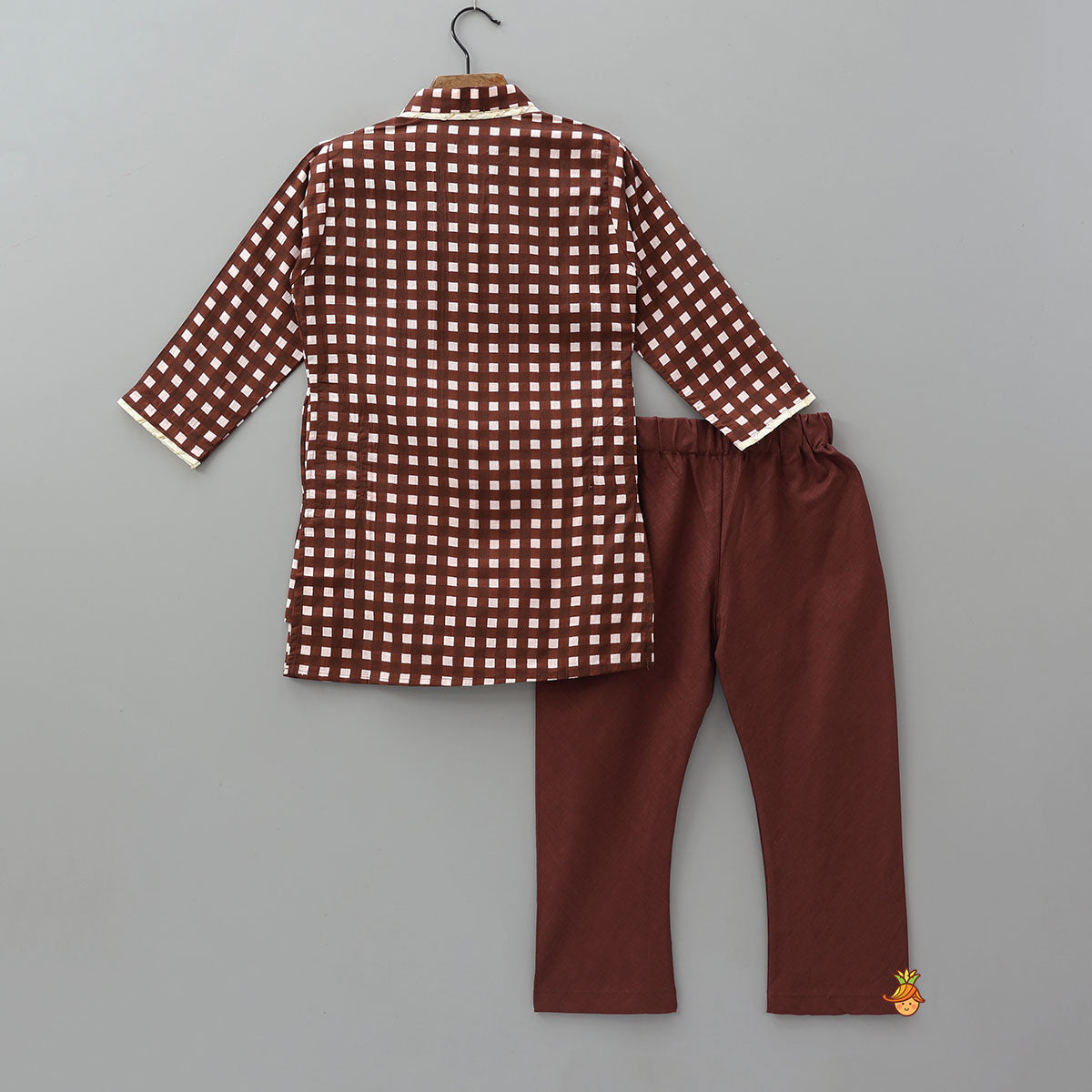 Checked Lace Detailed Kurta With Pyjamas