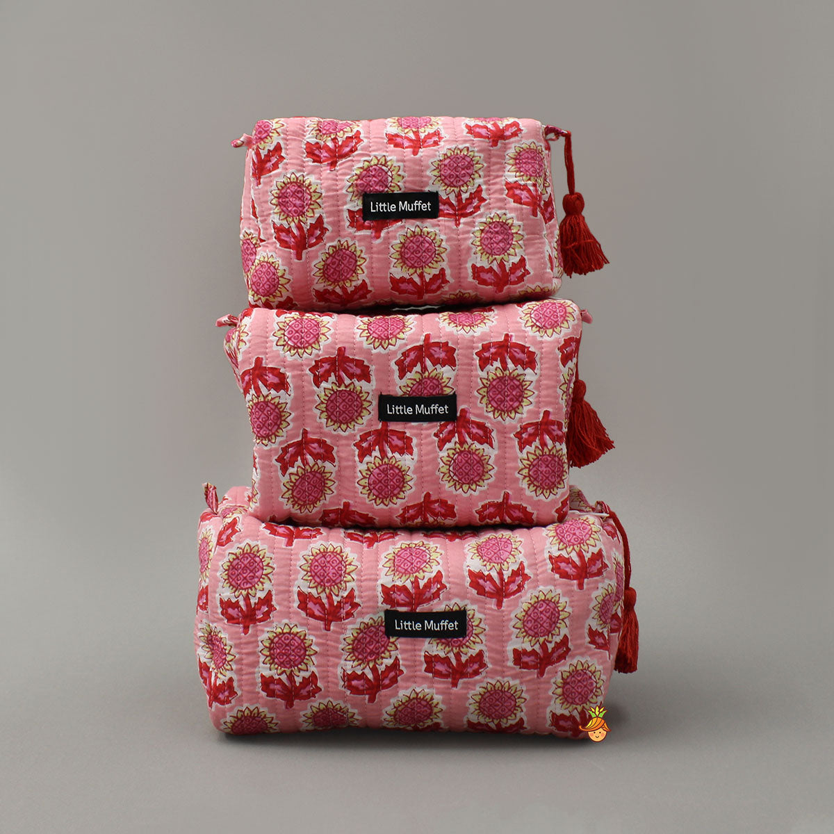Block Printed Pouch Bags - Set Of 3