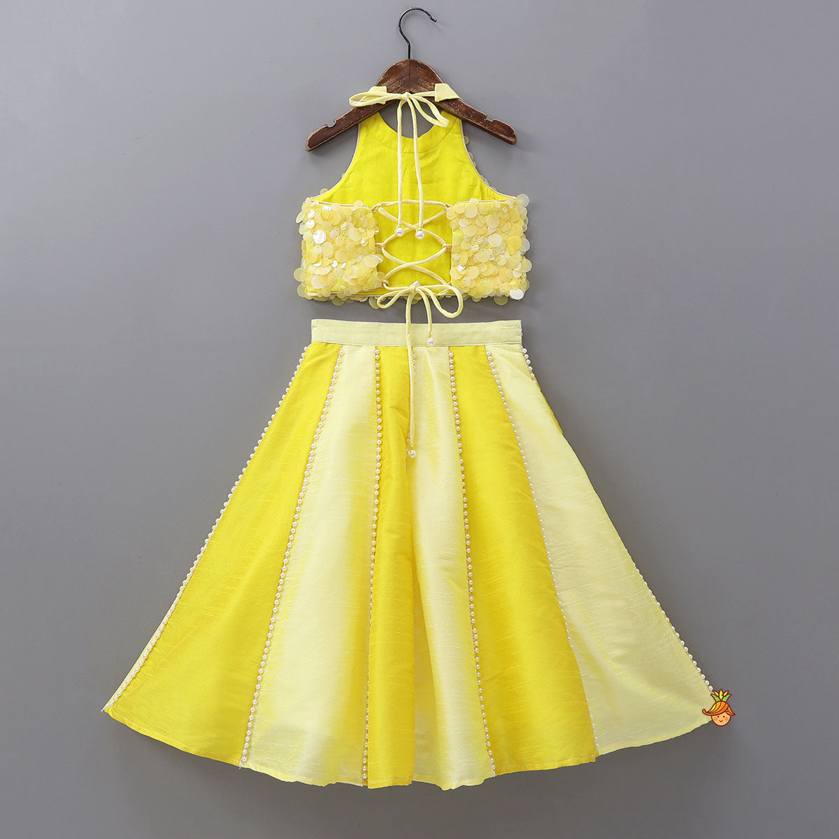 Charming Sequined Halter Neck Crop Top And Lehenga