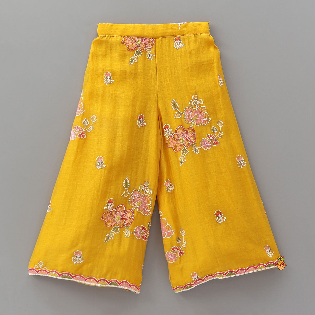 Floral Embroidered Halter Neck Kurti With Palazzo And Dupatta