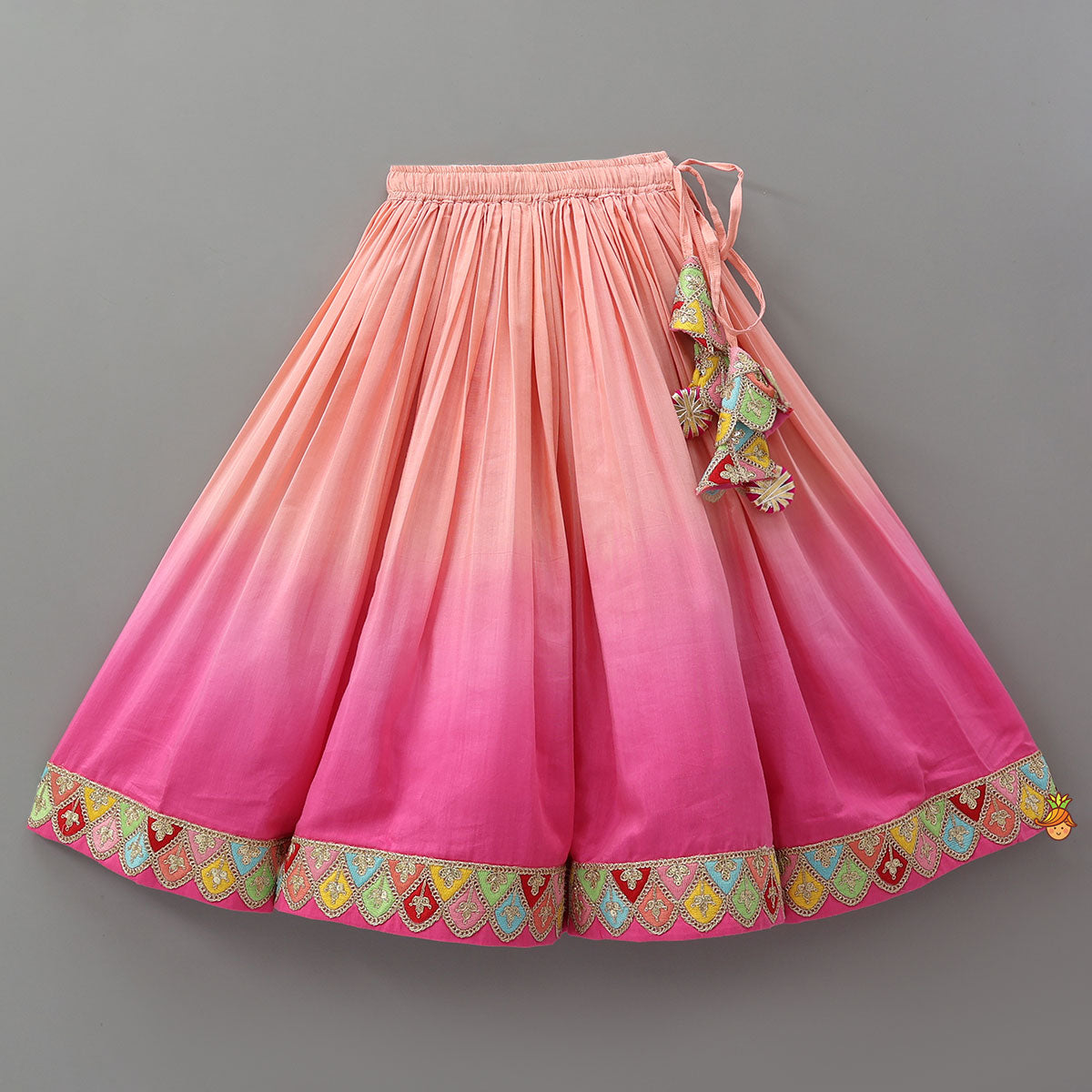 Lace Detailed Top With Ombre Lehenga And Sheer Dupatta
