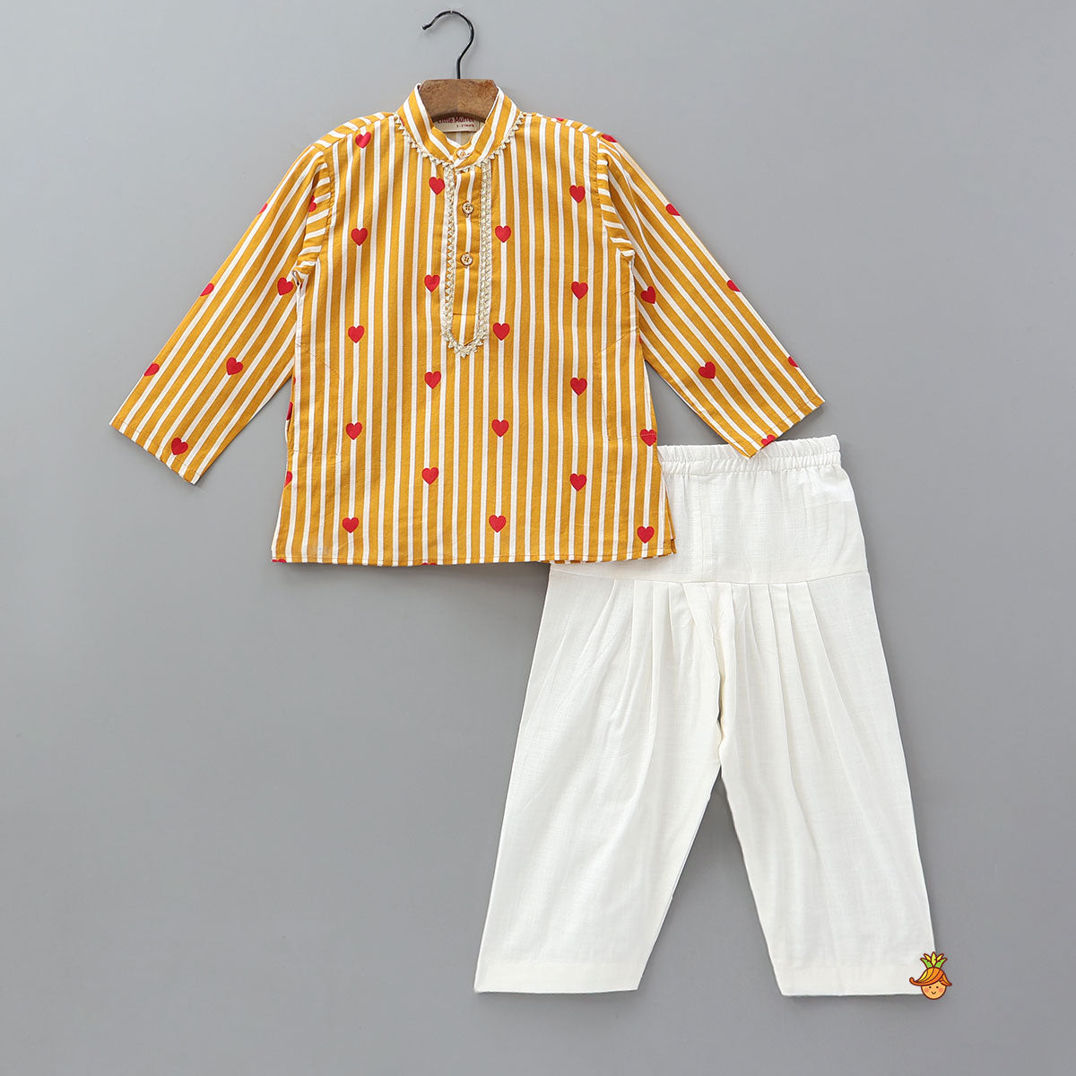Heart Printed Striped Kurta With Salwar
