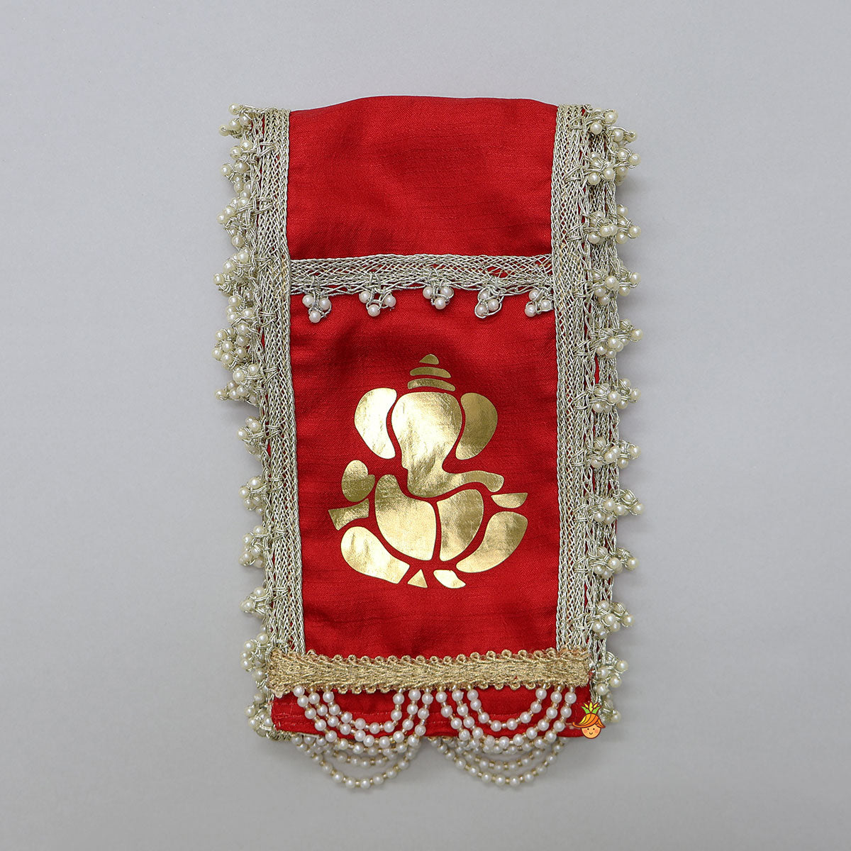 Brocade Dhoti With Ganesha Motif Stole And Mala