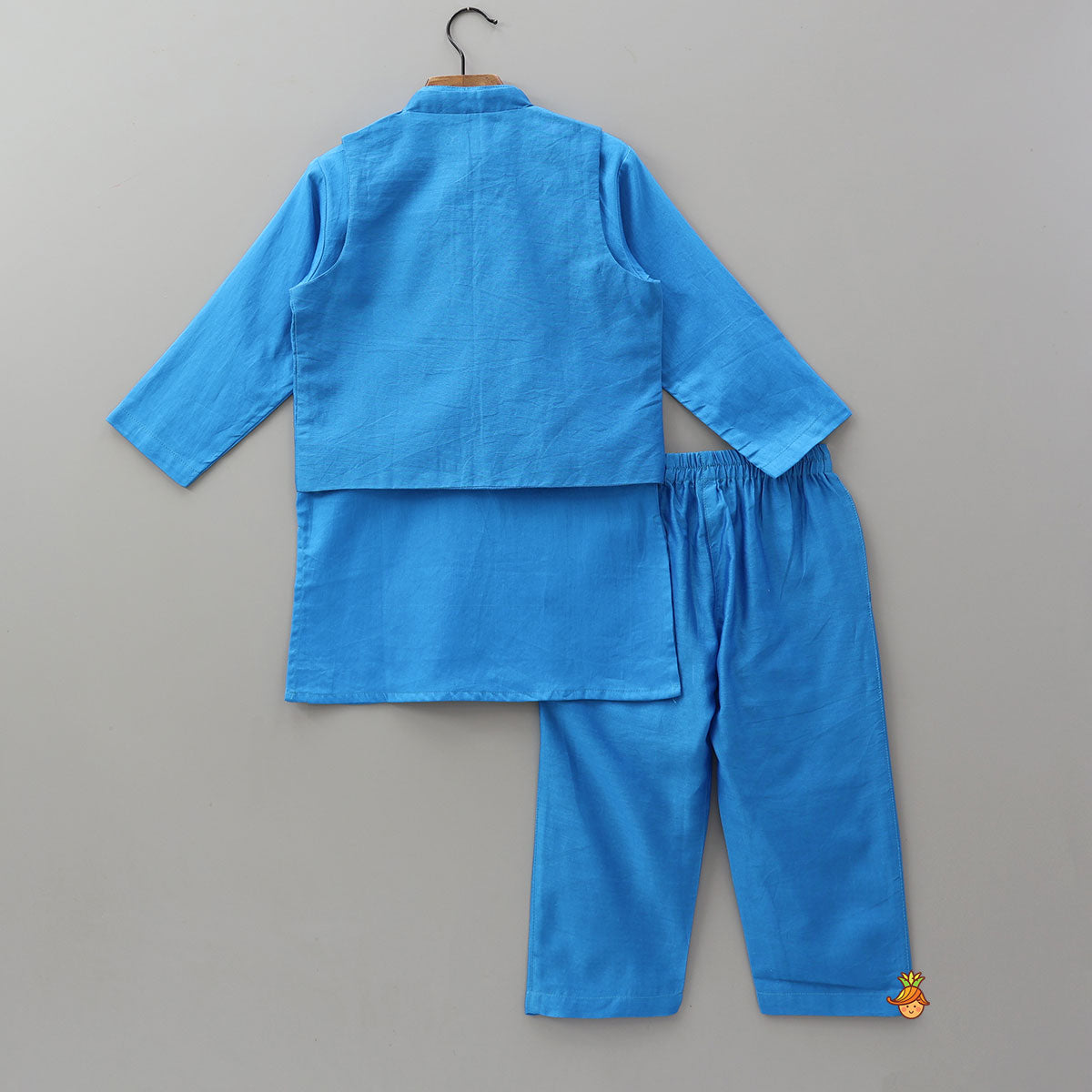 Vibrant Ethnic Kurta With Matching Jacket And Pocket Pyjama