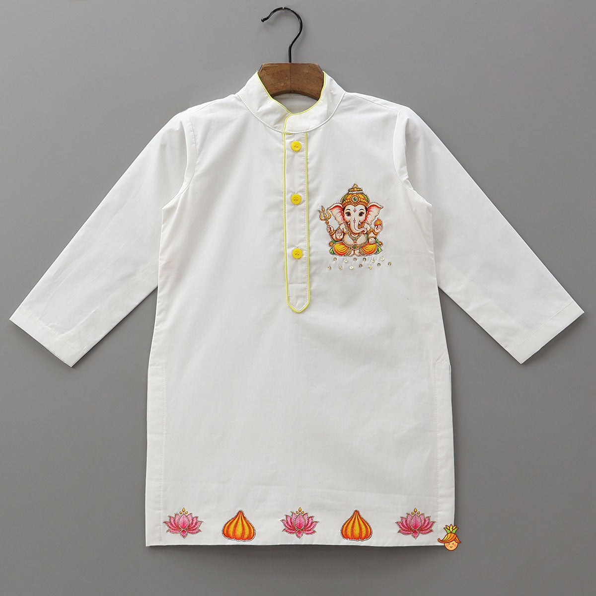 Festive Ganesha Motif Kurta With Embellished Dhoti