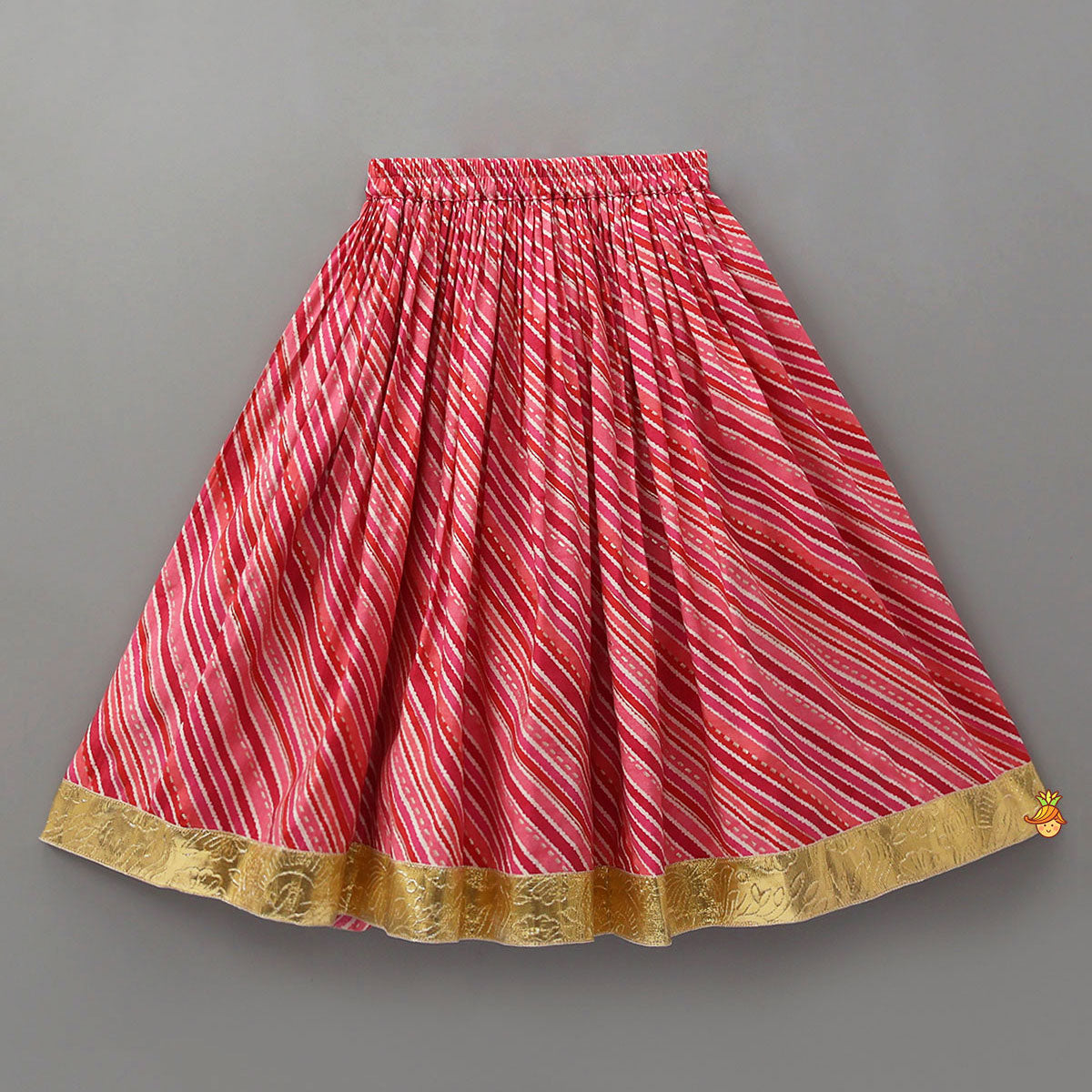 Geometric Mirror Embellished Top With Leheriya Printed Lehenga