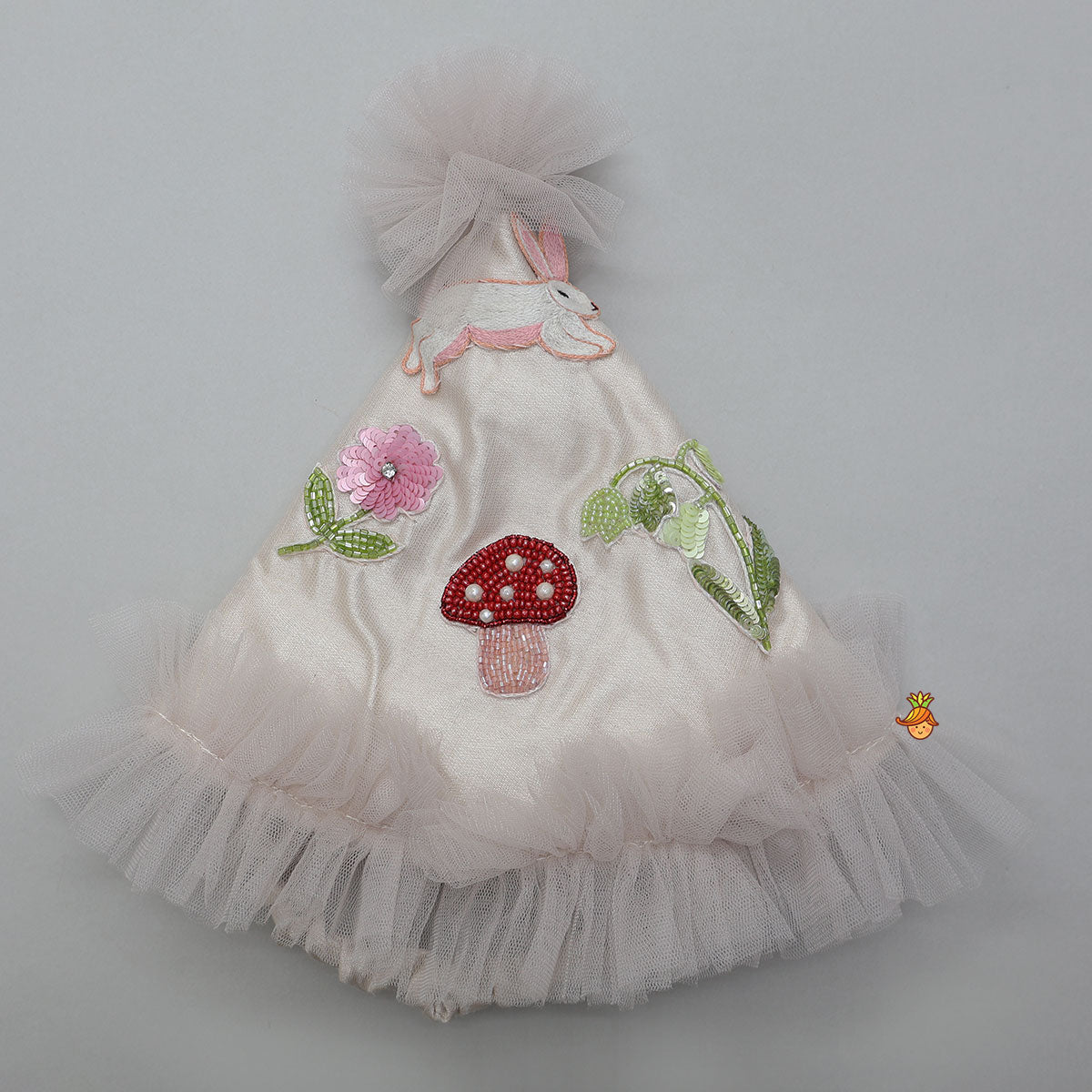 Whimsical Embroidery Tulle Party Dress With Matching Hat