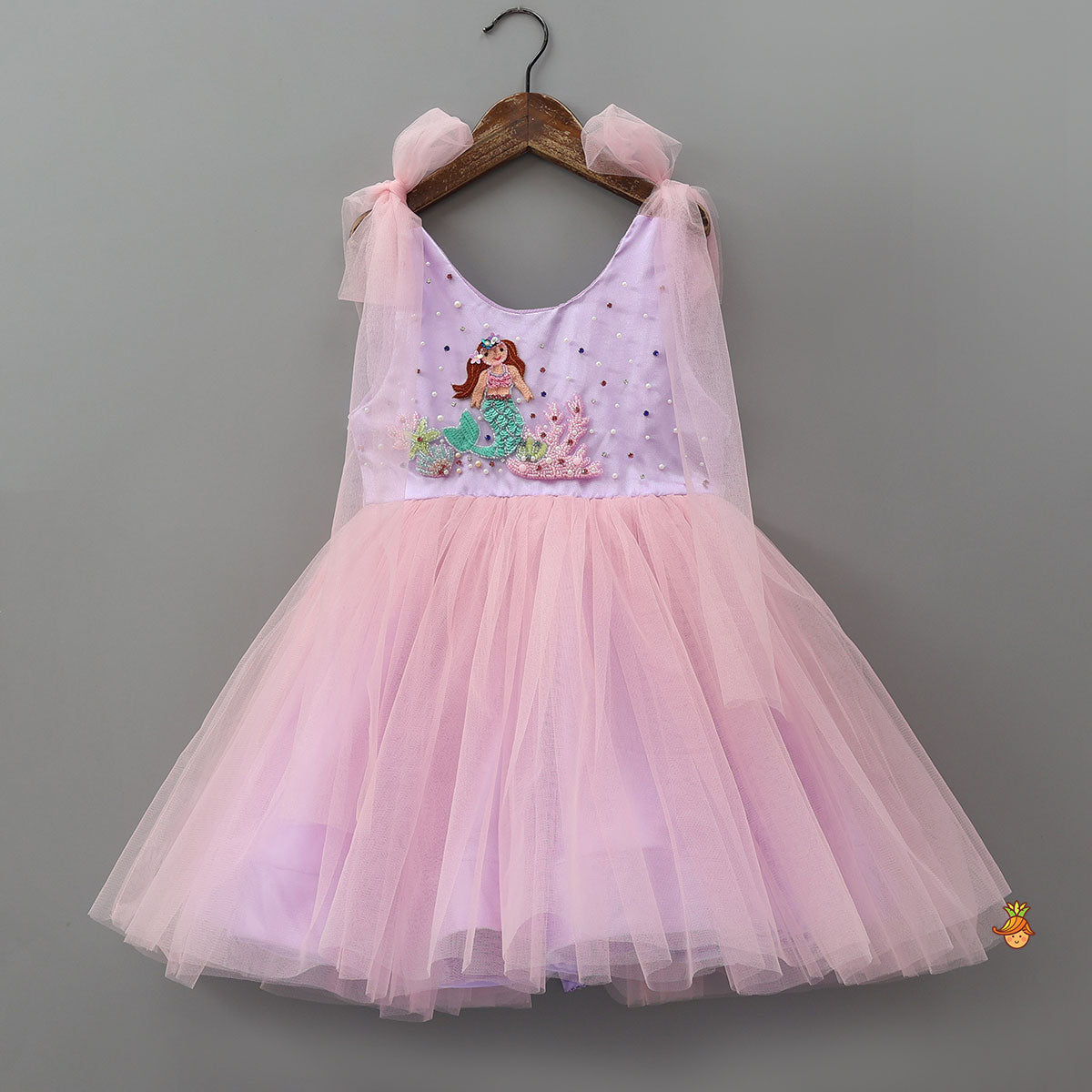 Mermaid Embroidered Tulle Party Dress With Matching Hairband