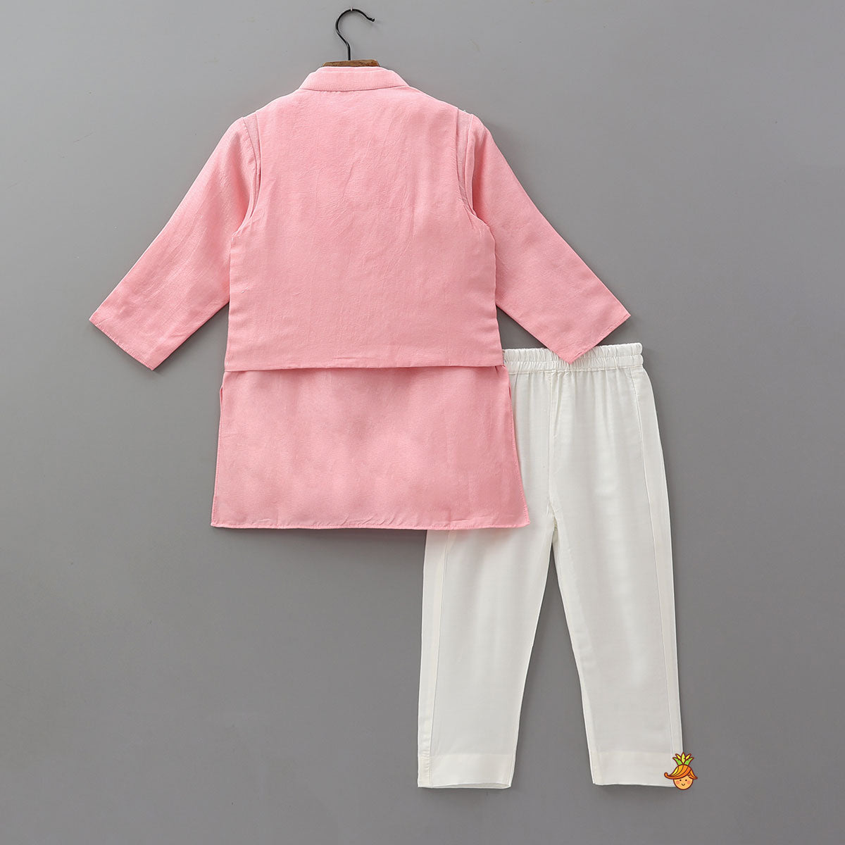 Ethnic Kurta With Floral Hand Embroidered Jacket And Pyjama