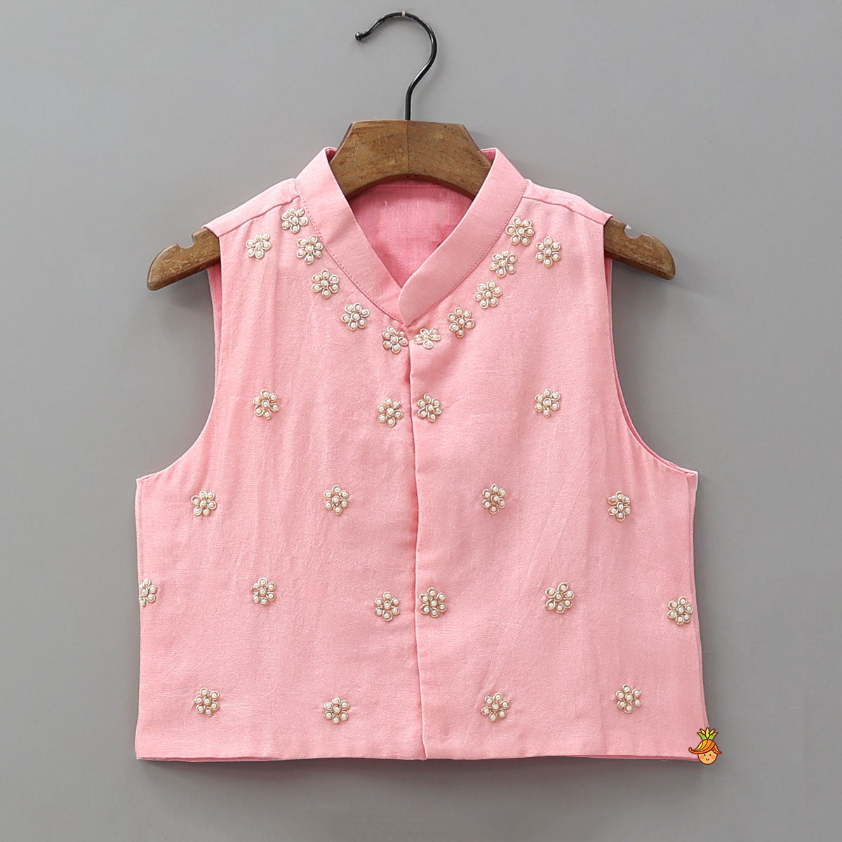 Ethnic Kurta With Floral Hand Embroidered Jacket And Pyjama