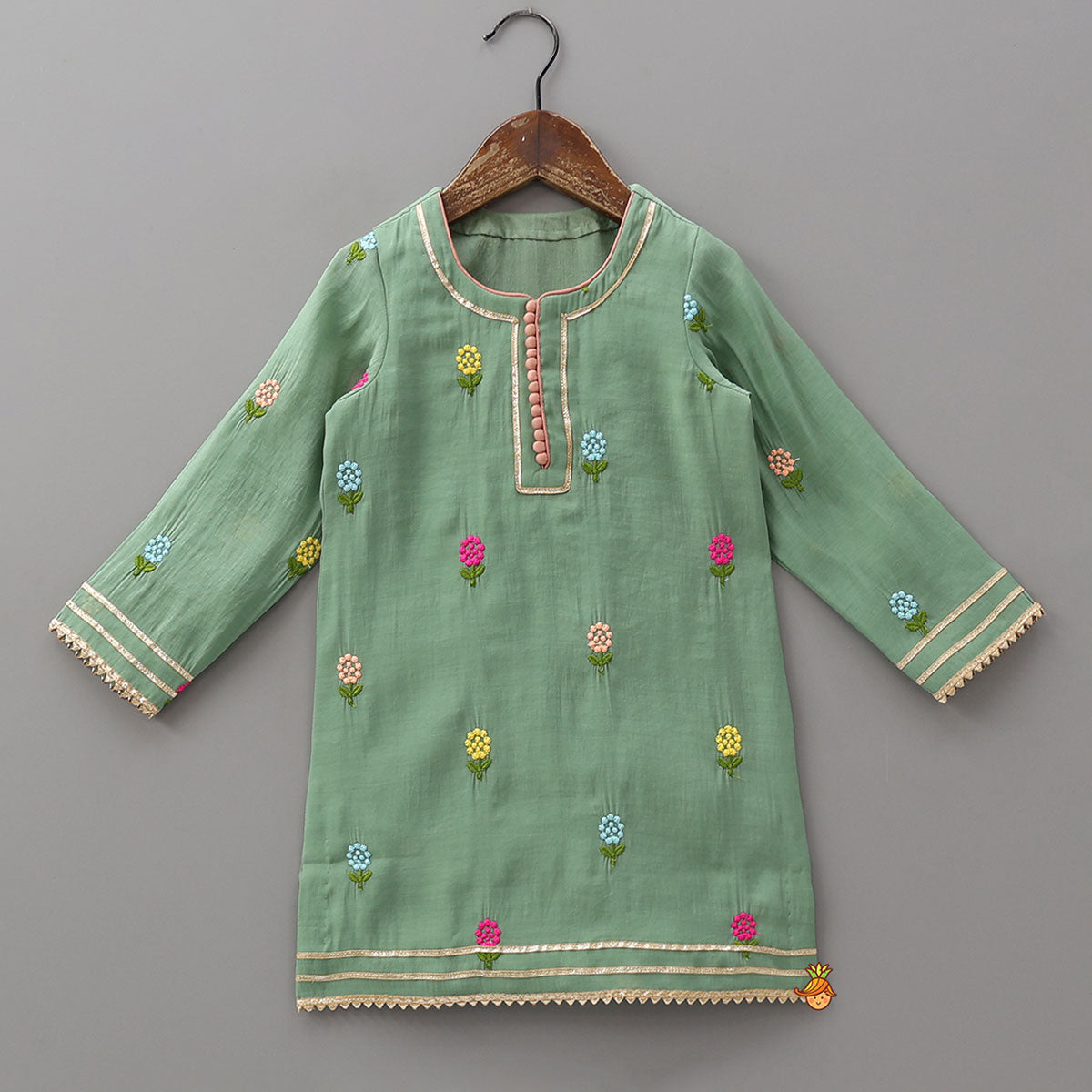 Potli Button Detailed Kurti And Pant With Dupatta