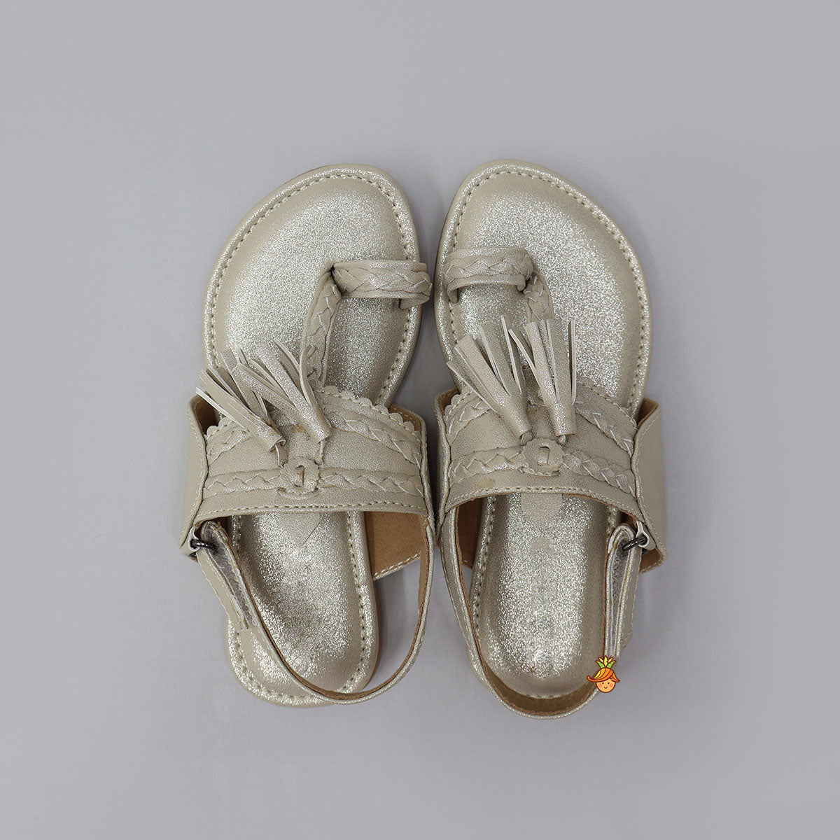 Elegant Shiny Kolhapuri Flats With Braid Detailing