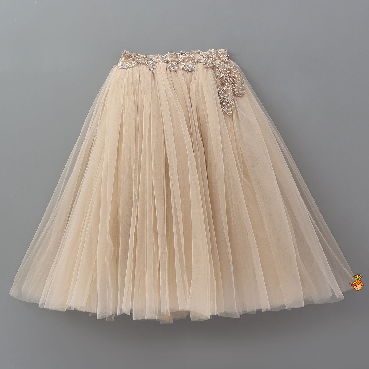 Floral Cutdana Embellished Top With Layered Net Lehenga