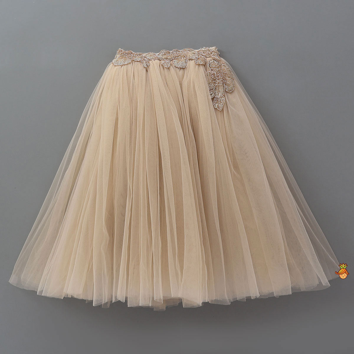Floral Cutdana Embellished Top With Layered Net Lehenga
