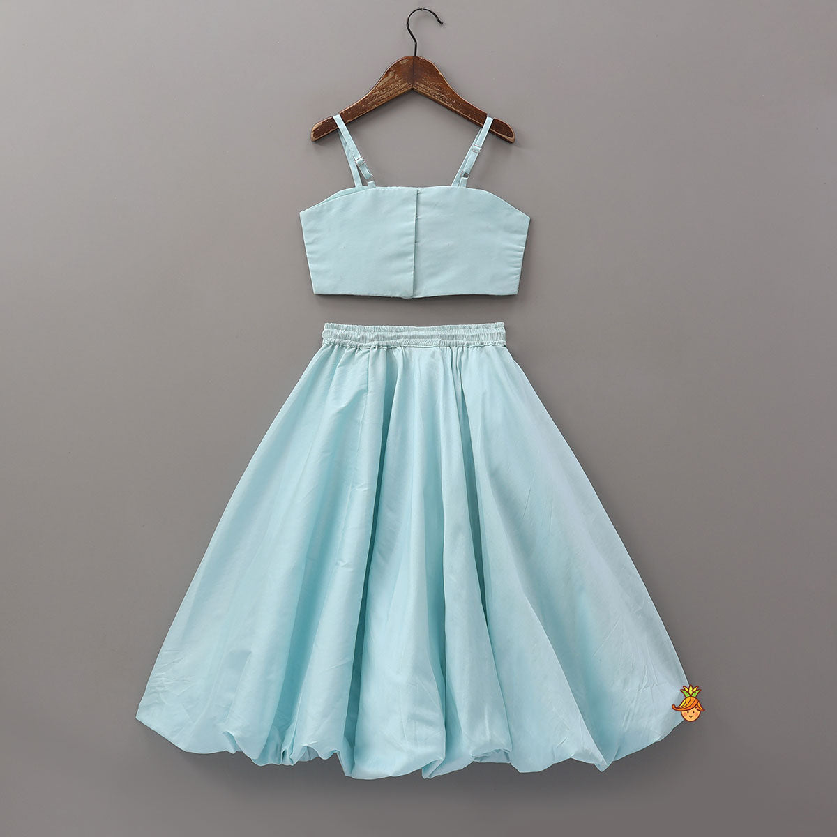 Stylish Adjustable Strap Crop Top And Balloon Lehenga