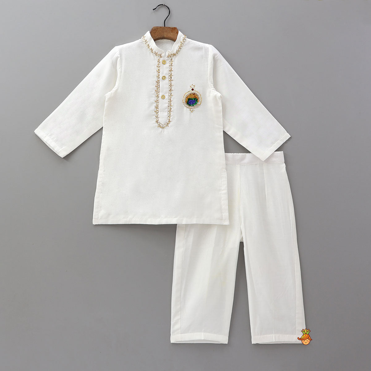 Decorative Patchwork Detailed Kurta With Pyjama