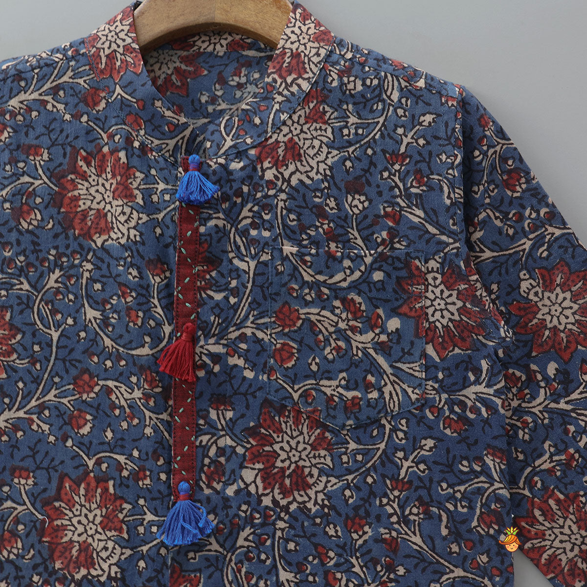 Hand Block Printed Kurta With Fringe Detailing