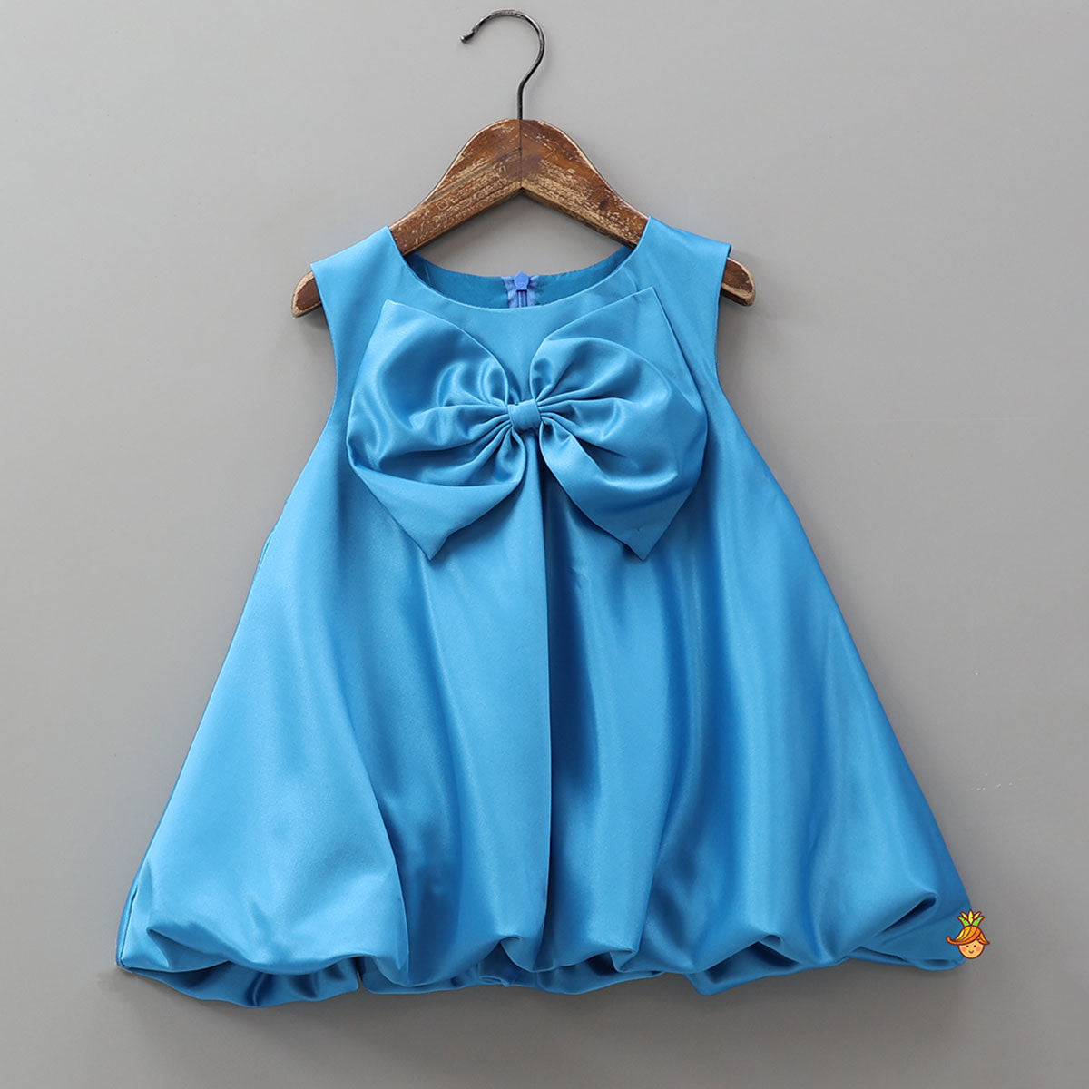 Elegant Bow Embellished Balloon Dress With Matching Gathered Hair Band